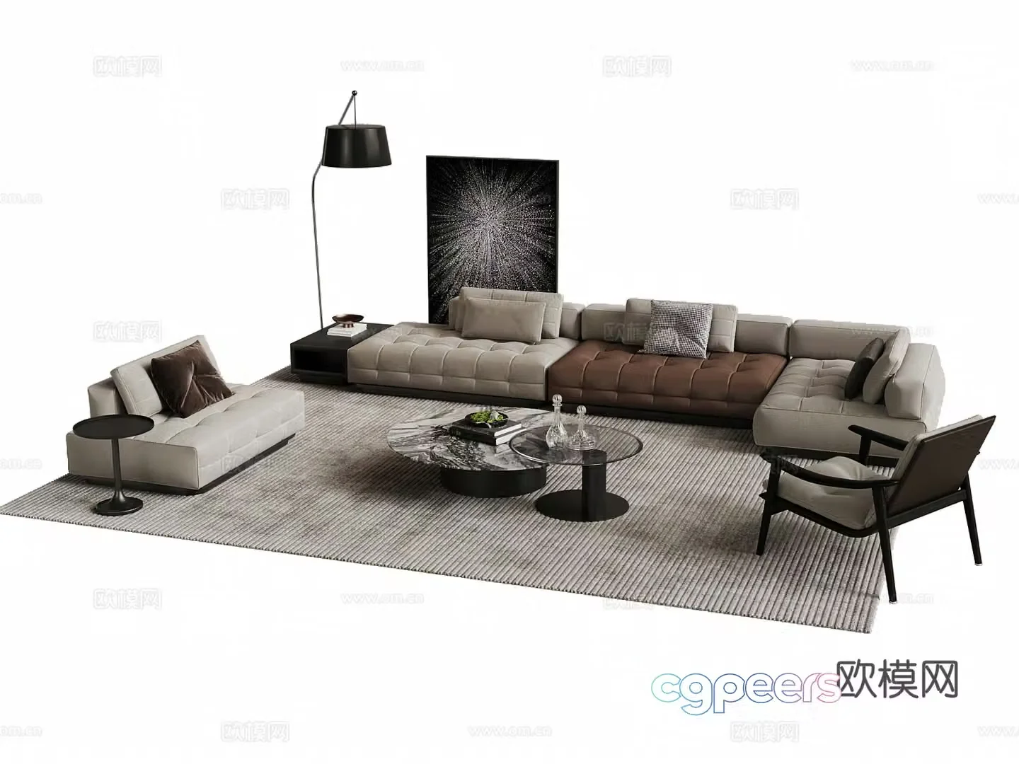 Modern Italian sofa coffee table combination 3D model