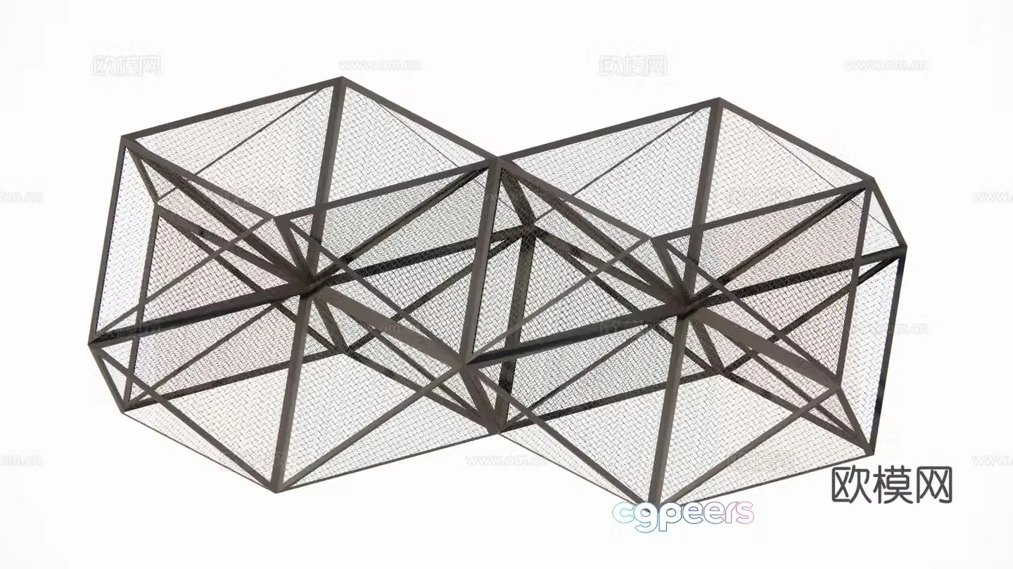 Modern art landscape installation furnishings hollow sculpture sketch combination 3D model