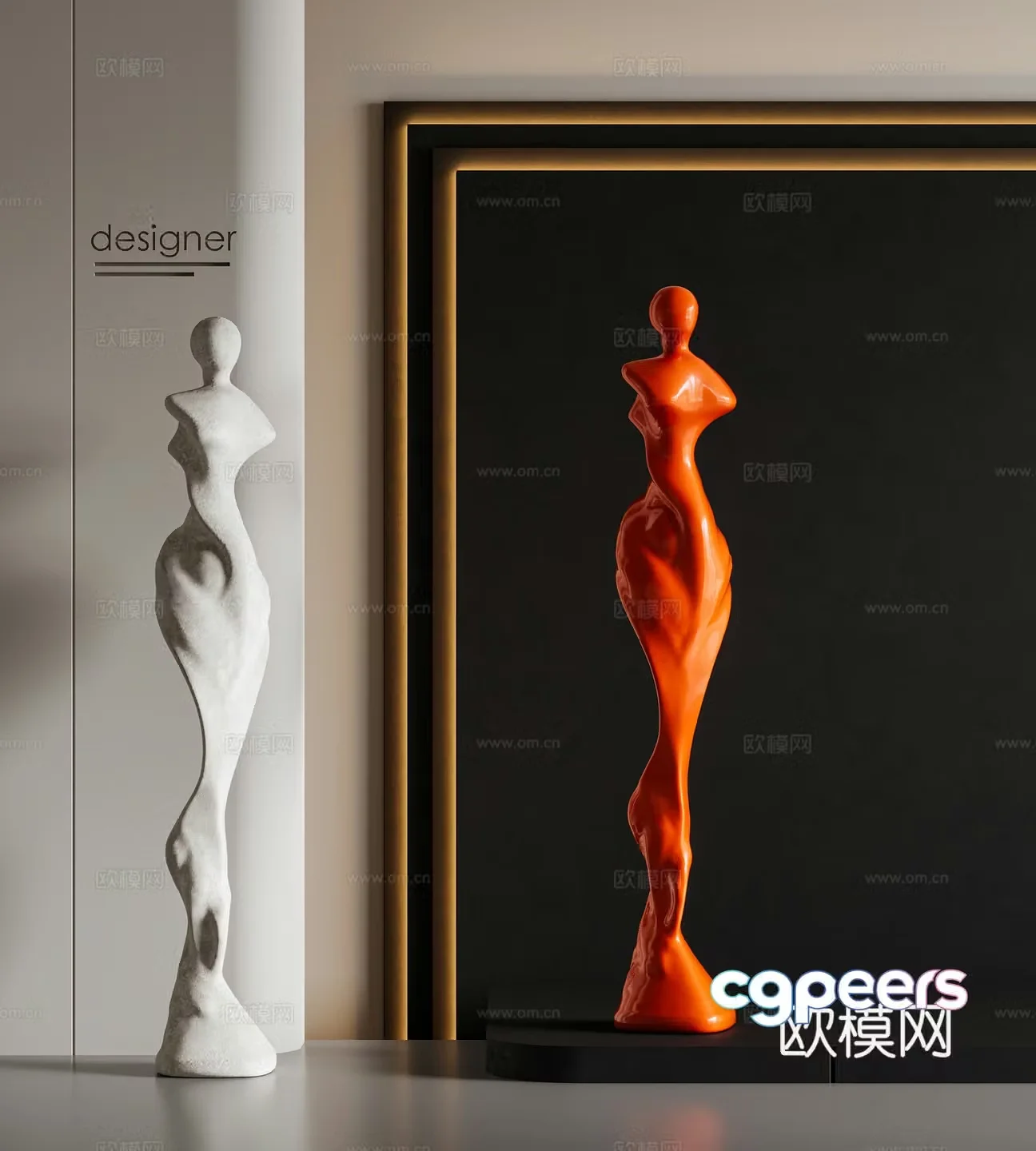 Modern Italian light luxury sculptures ancient sculptures abstract figure sculptures artistic sculptures stone 3d model
