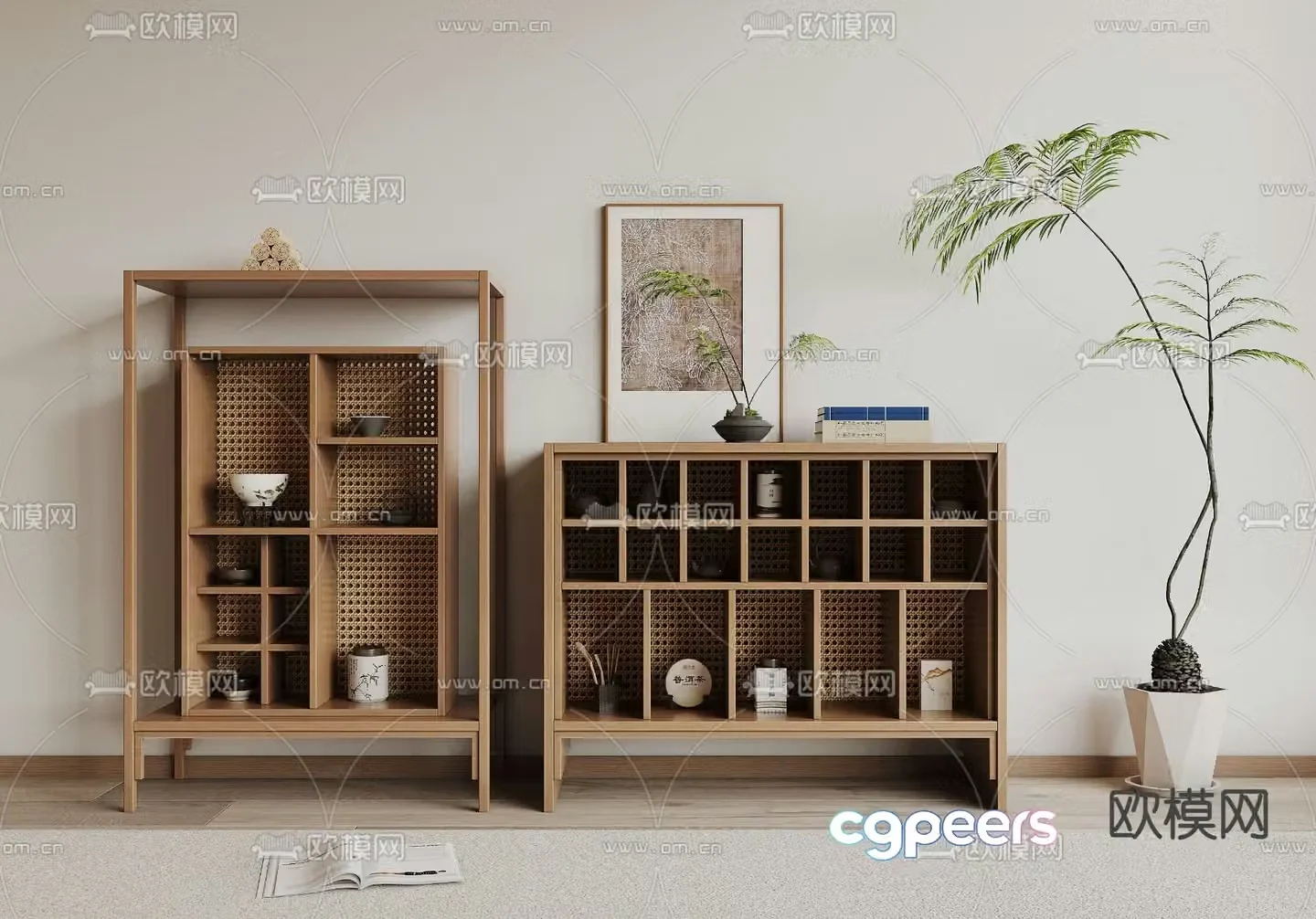 New Chinese tea cabinet tea rack 3D model