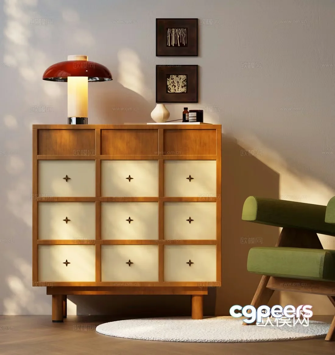 Modern Wooden Cabinet 3D Model – 7449 – VRAY Render