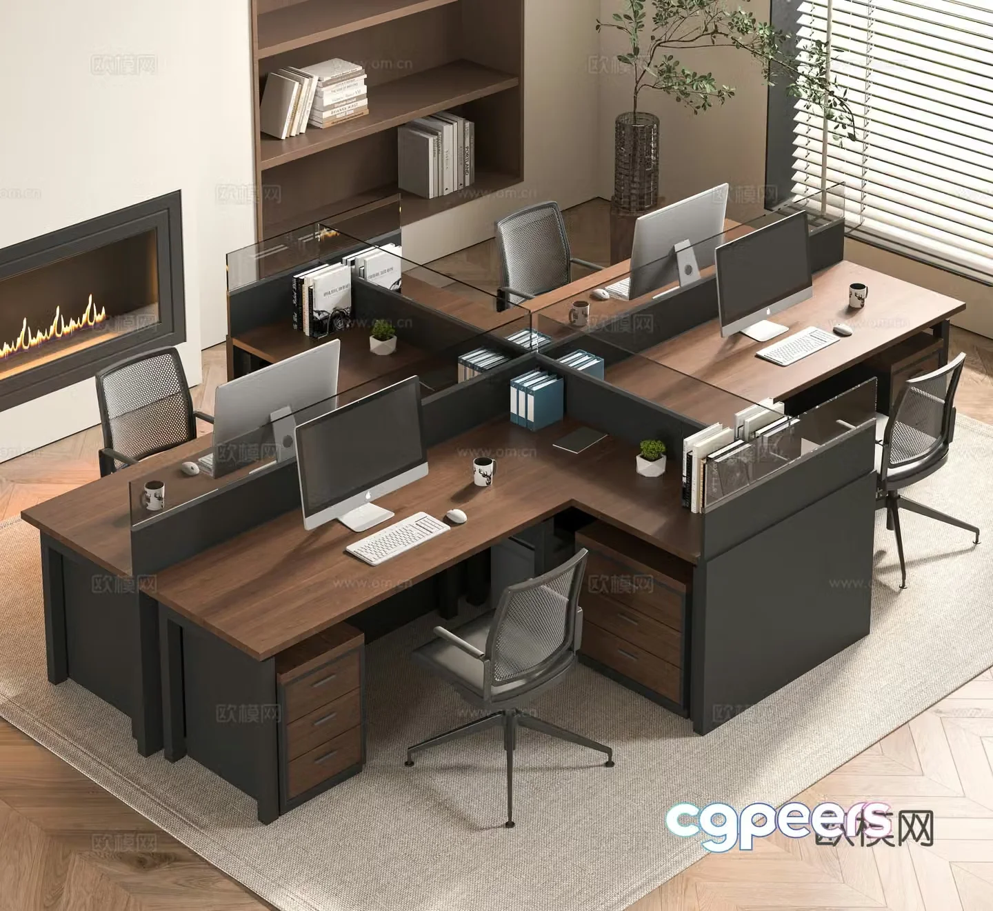 Modern office desk and chair combination 3D model