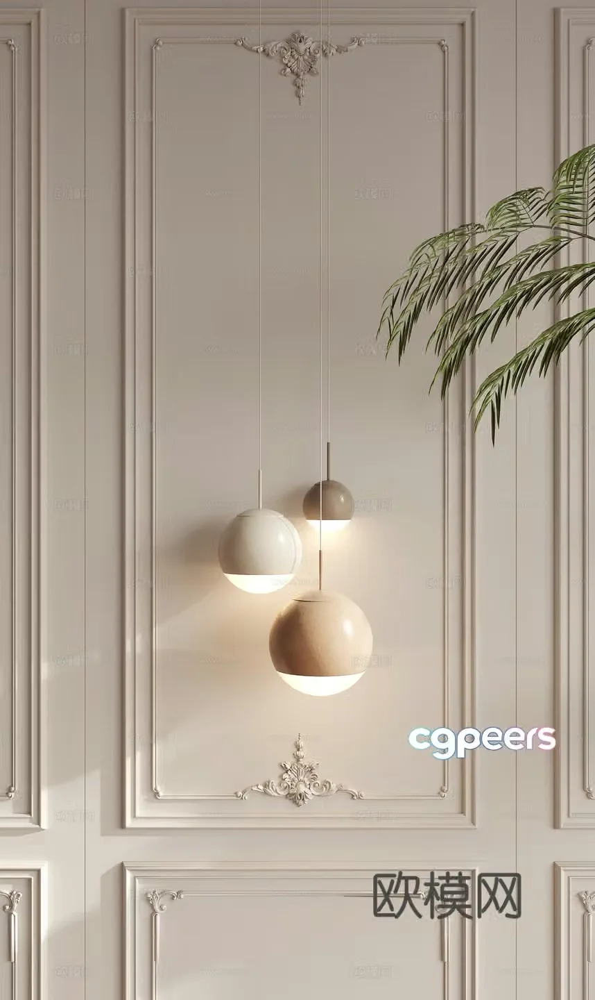 Cream style small chandelier bedside small chandelier 3d model