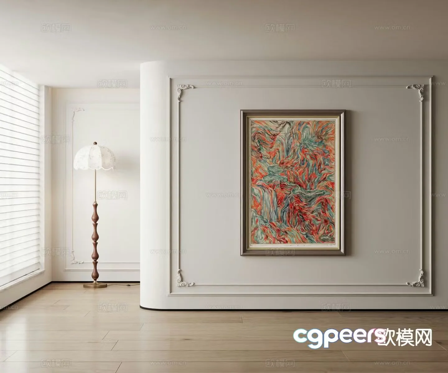 American decorative painting abstract oil painting 3d model