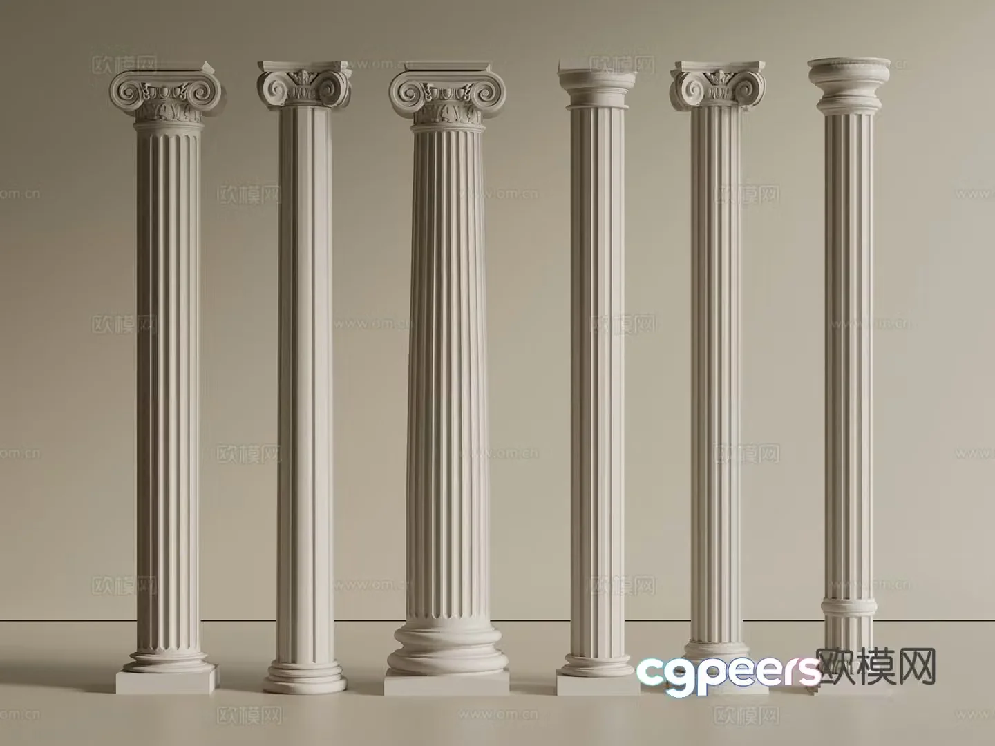 European style simple European column Roman column gypsum column 3d model