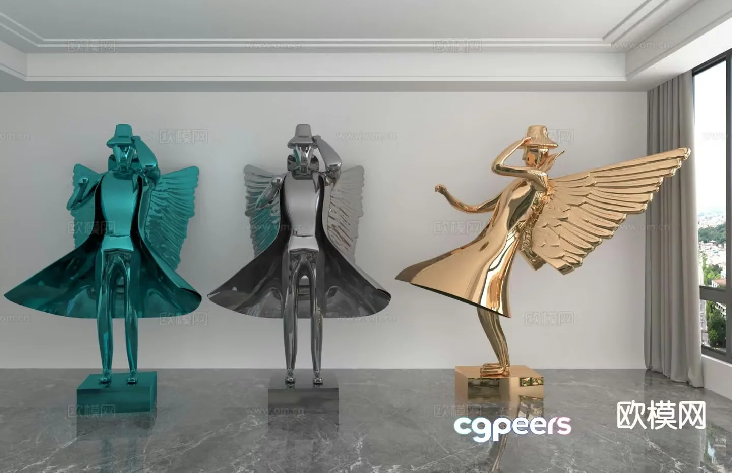 Modern laser sculpture trendy ornaments 3D model