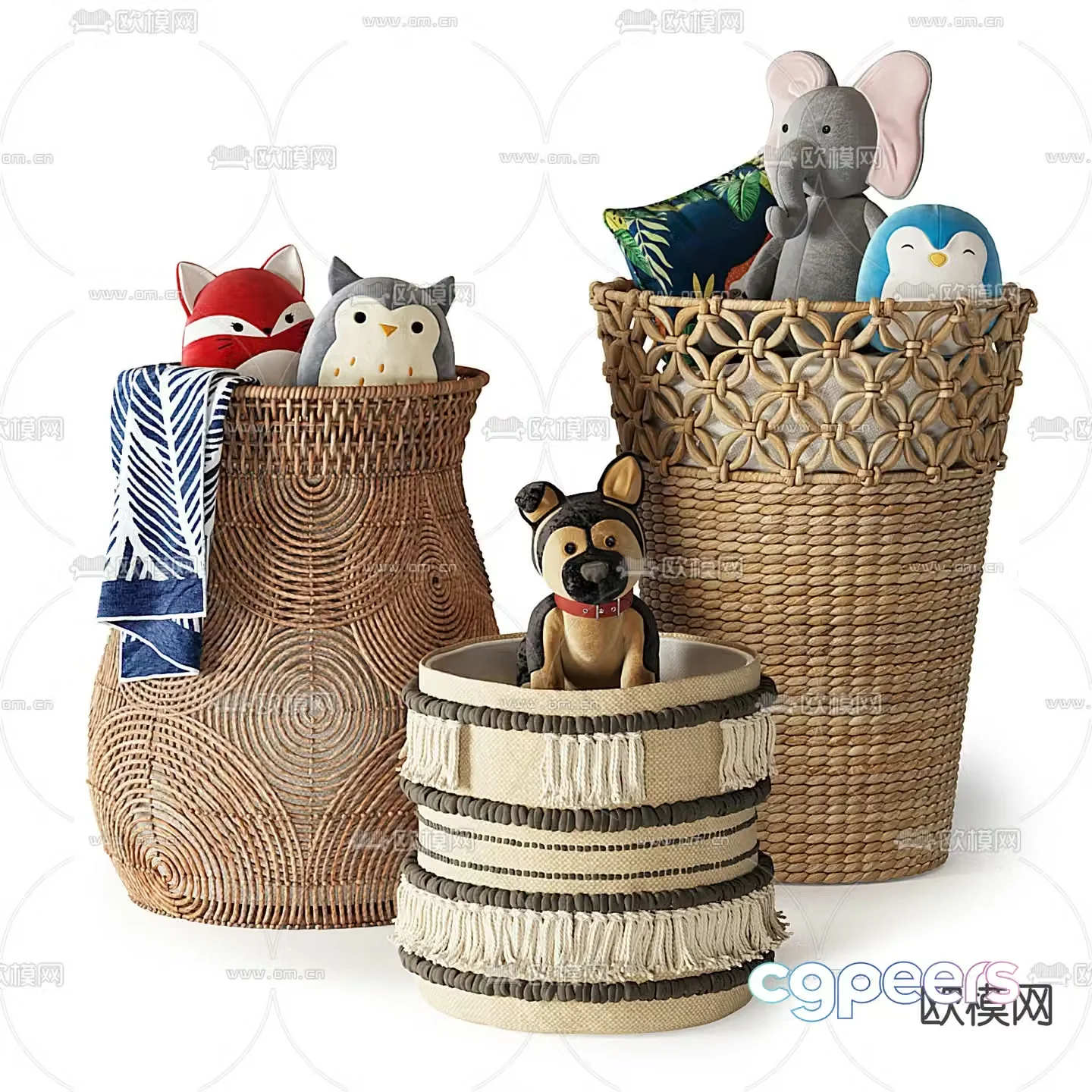 Modern plush toy storage basket 3d model