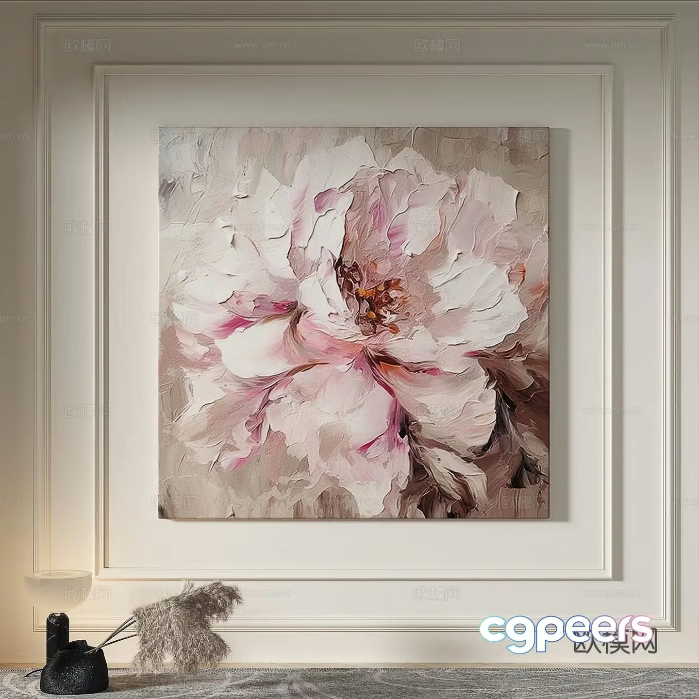 Modern creamy style texture light luxury wasabi simple decorative painting 3d model