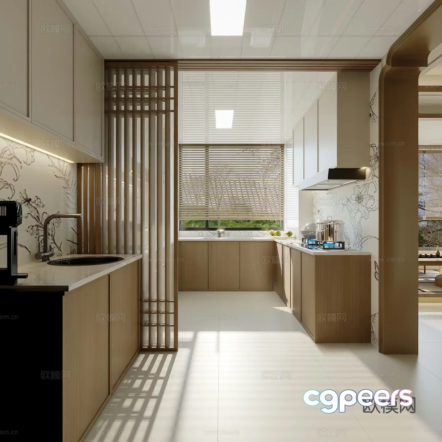 Song’s Aesthetics Kitchen Cabinet Stove Refrigerator 3D Model