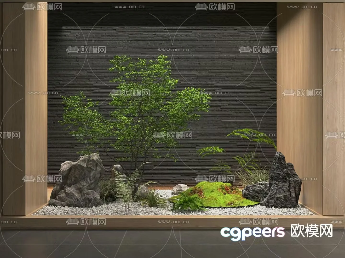 Landscape sketch plant landscaping moss landscape stone 3D model