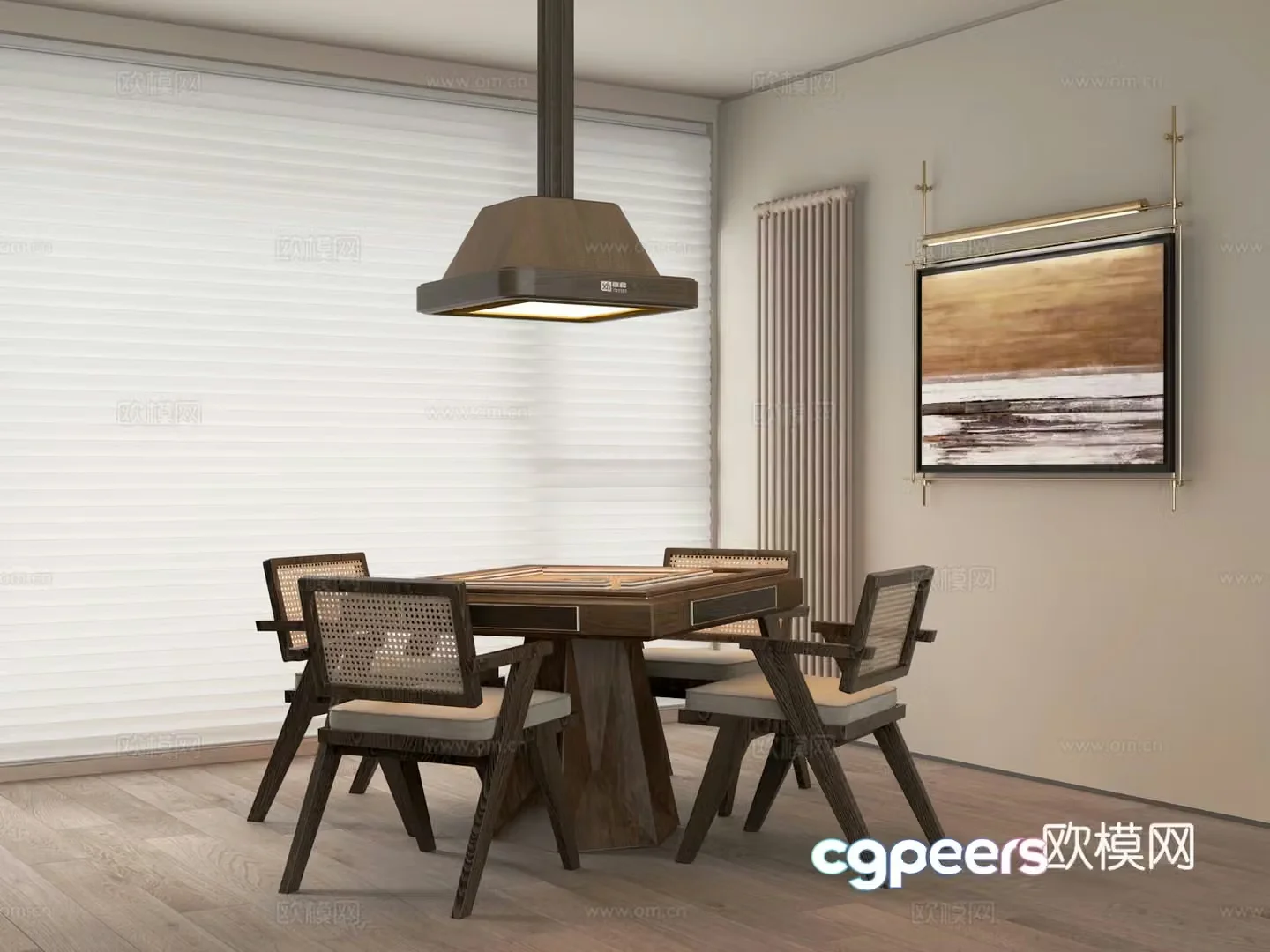 Wasabi Mahjong Table and Chair Radiator Hanging Painting 3D Model