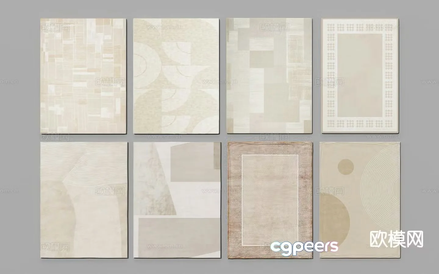Modern carpet square rug 3d model