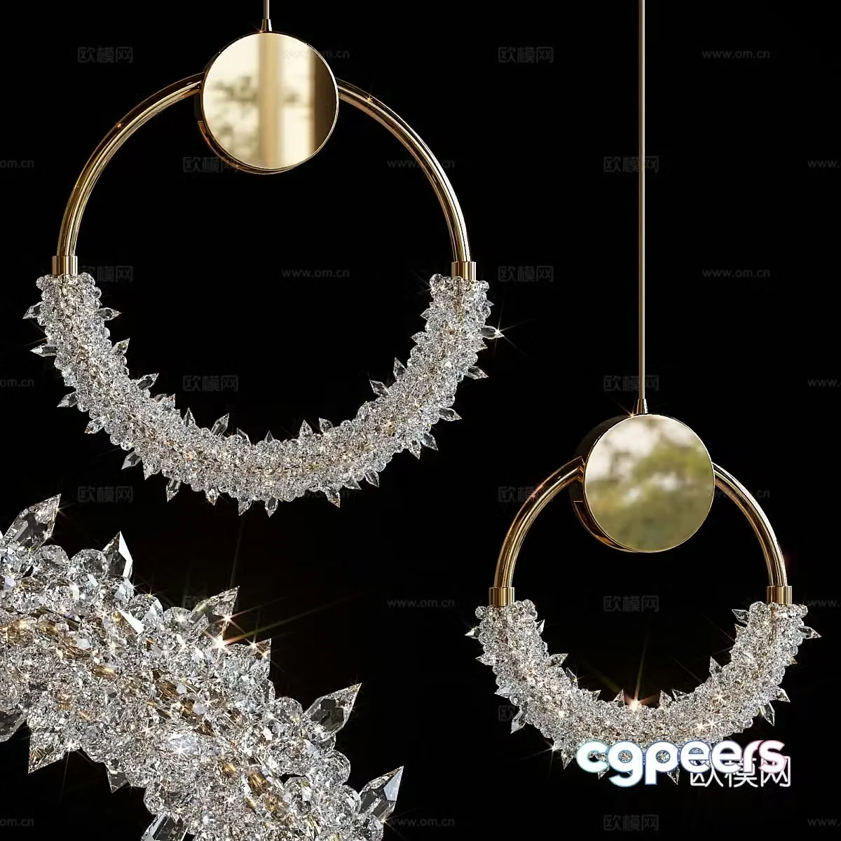 New Chinese style decorative chandelier 3D model