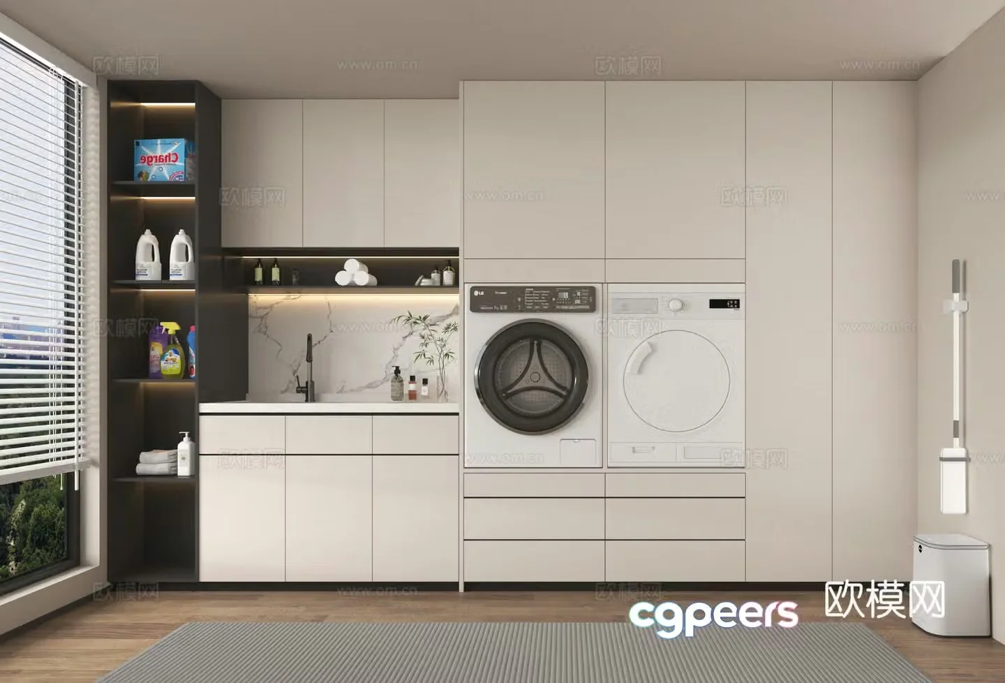 Washing cabinet storage rack 3D model