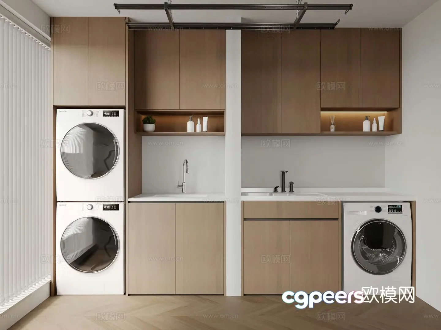 Modern balcony cabinet washing machine cabinet 3d model