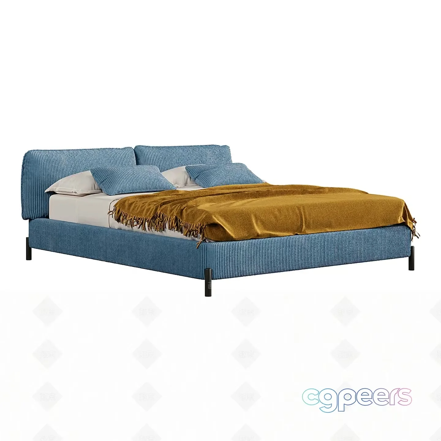 Cozy Blue Bedroom 3D Model – 194 – VRAY Render