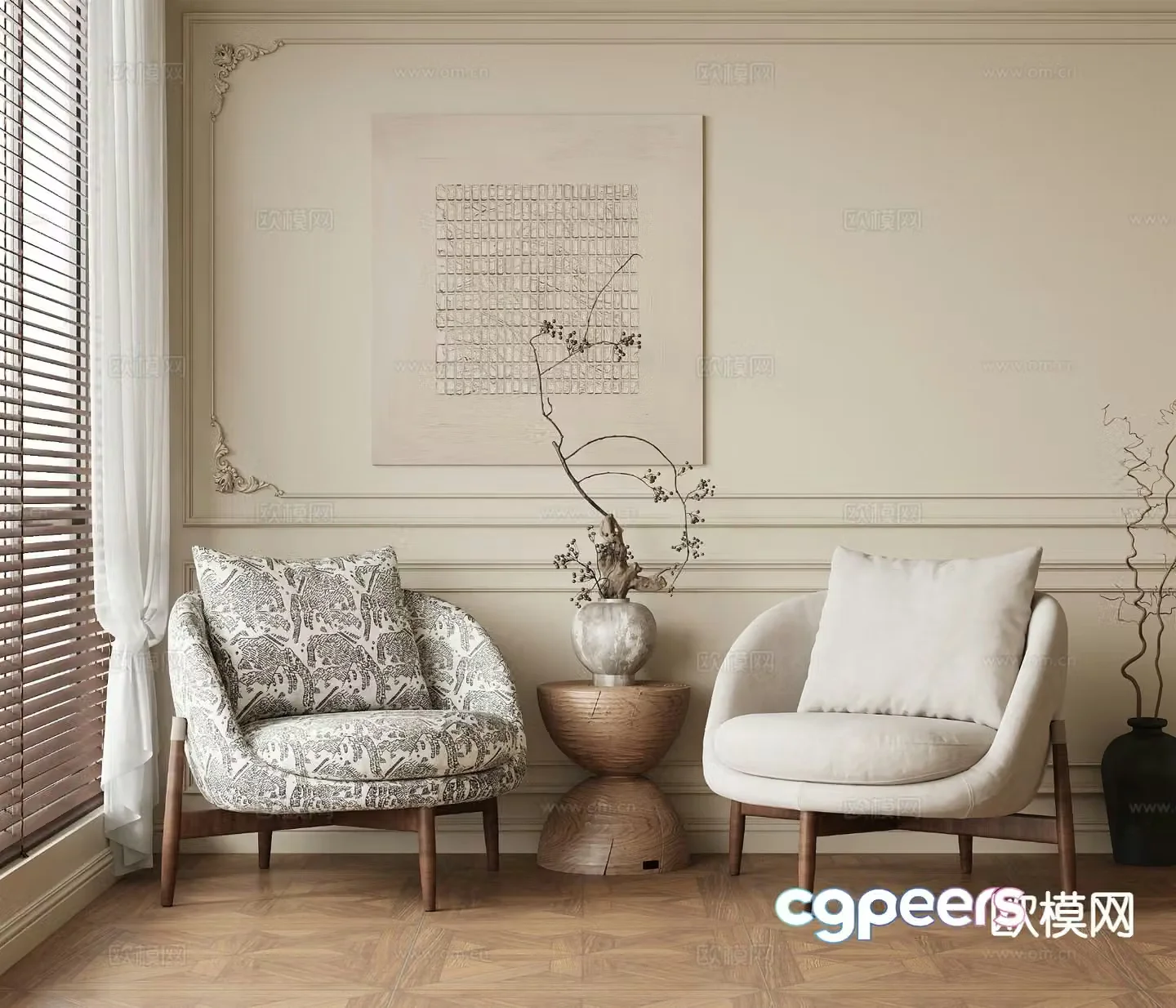 Wabi-sabi sofa chair leisure chair 3d model