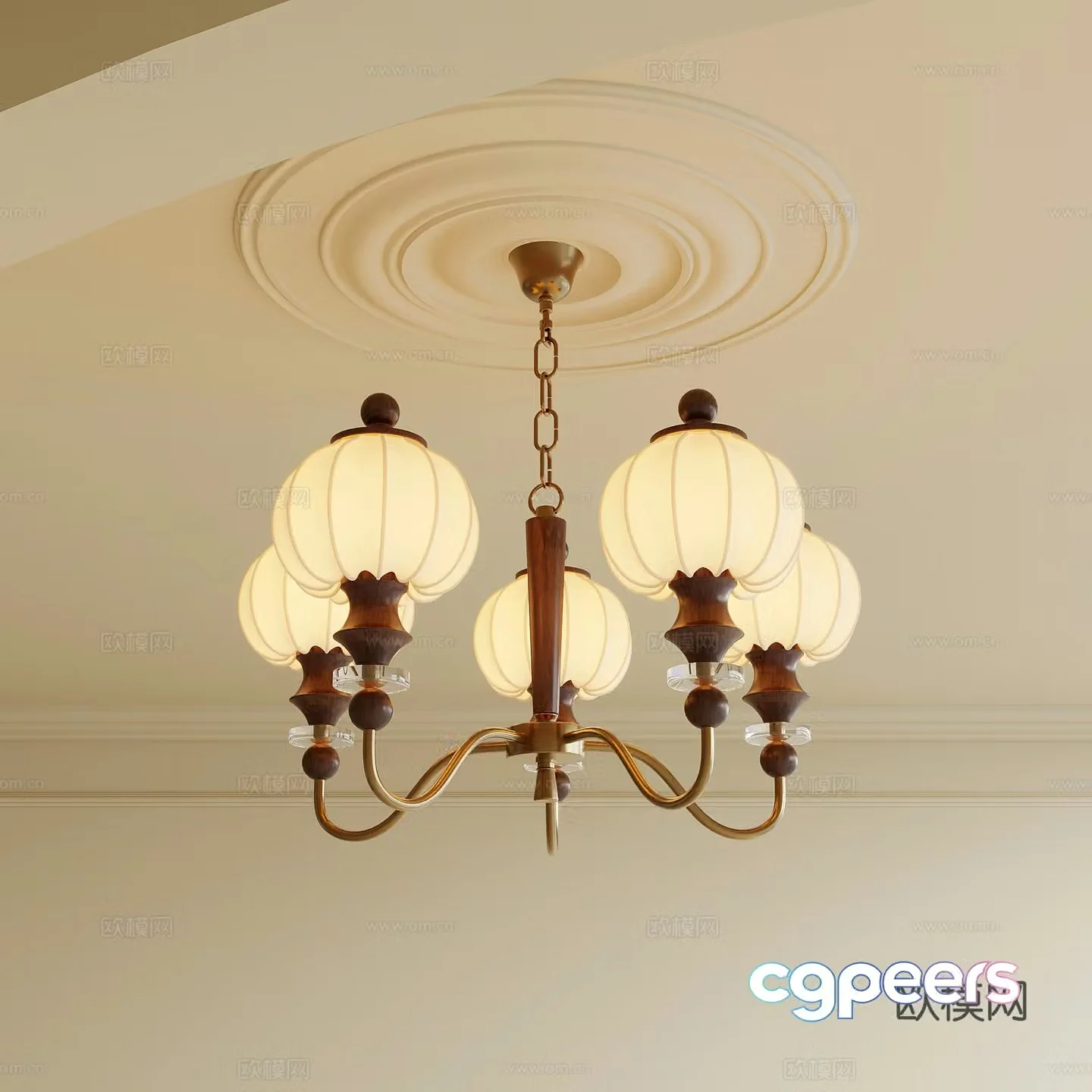 Middle-aged chandelier Multi-head chandelier 3d model