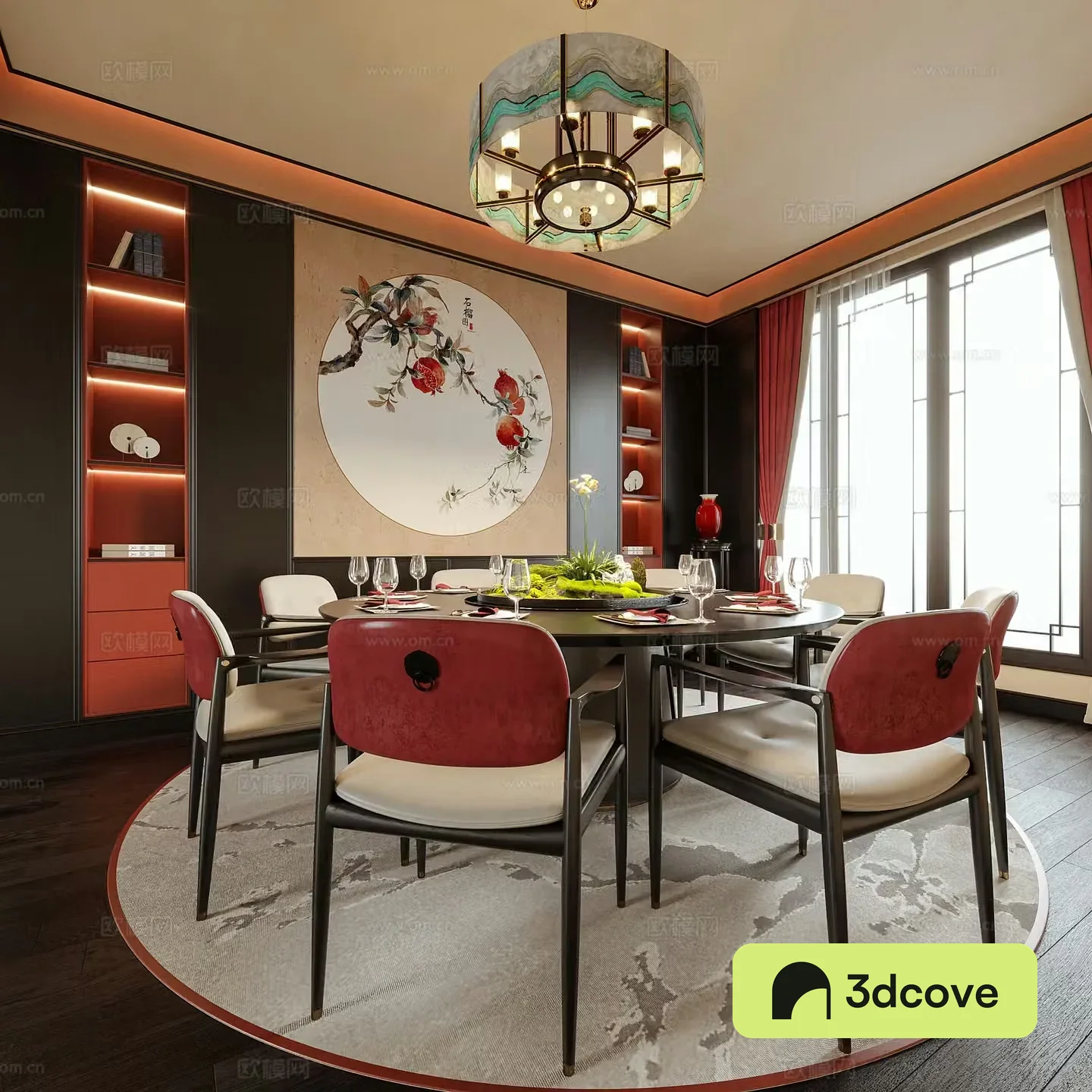 New Chinese restaurant private room dining table and chair