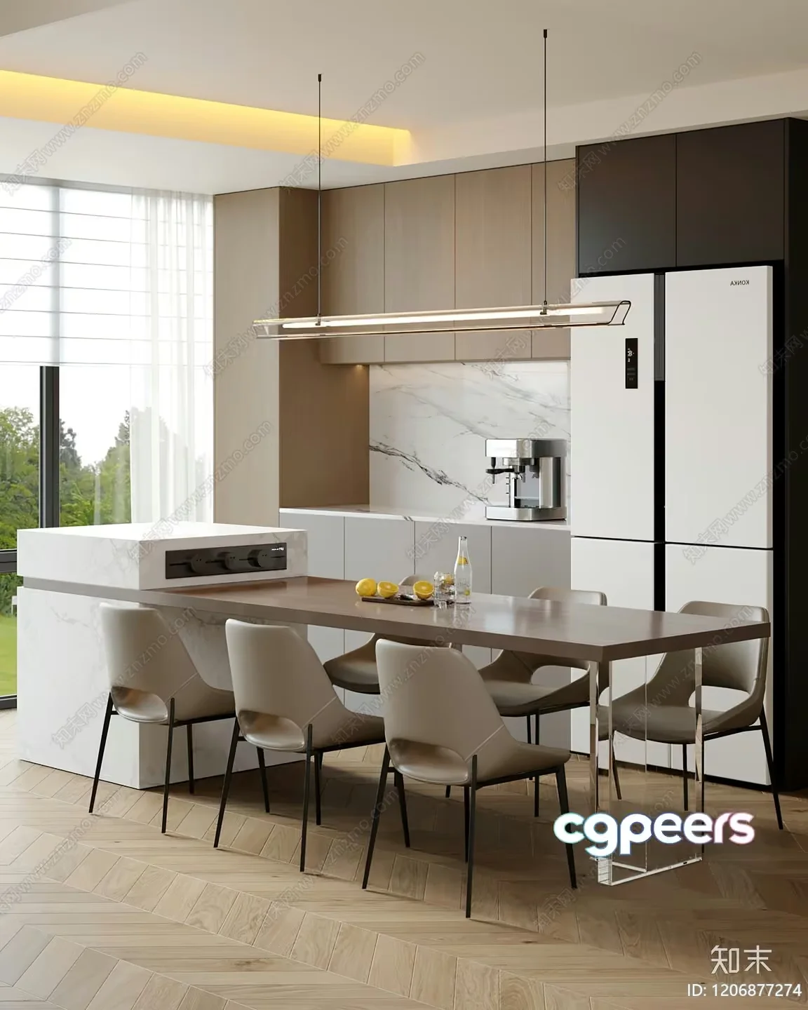 Modern Kitchen Area 3D Model – 7562 – VRAY Render