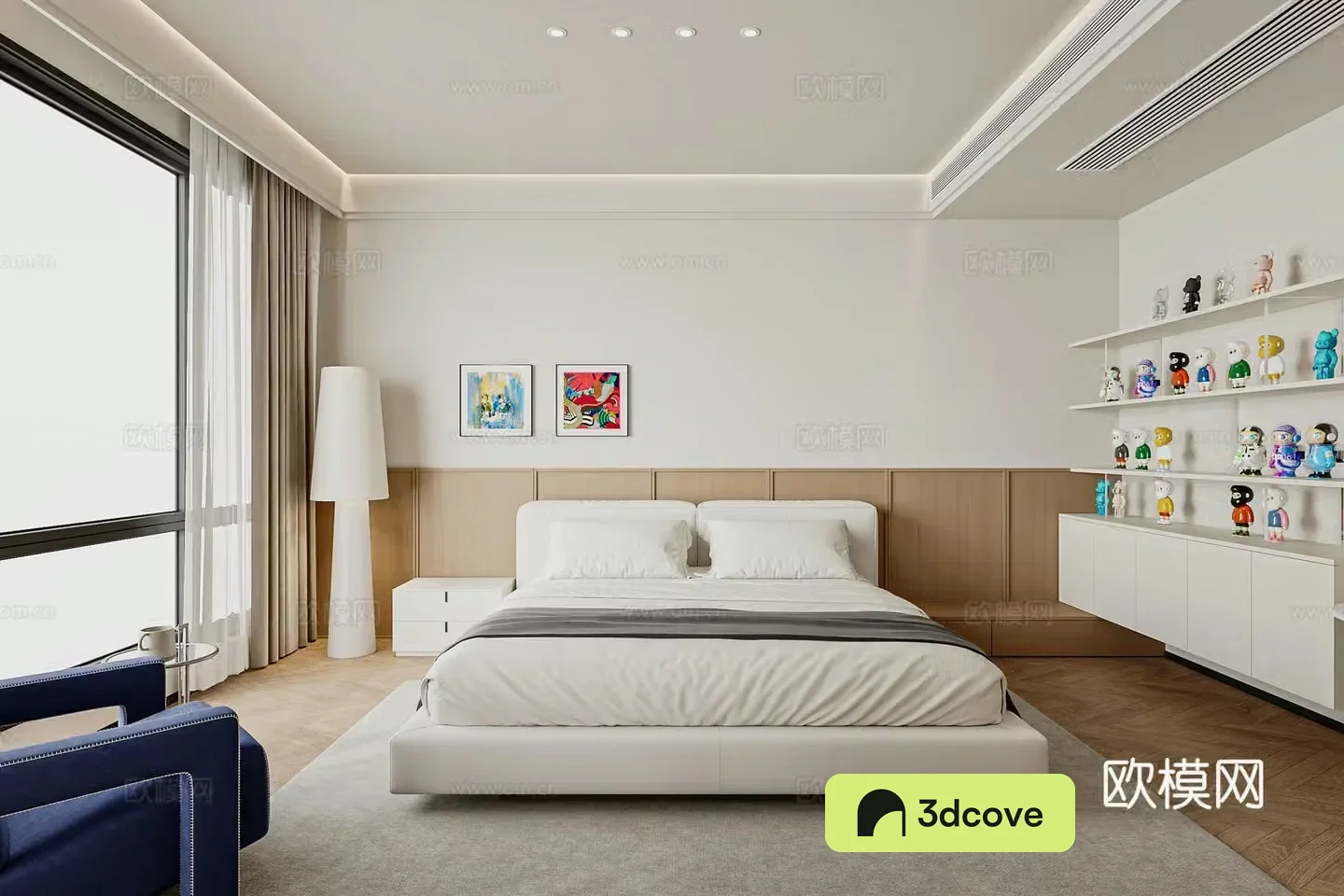 Modern minimalist suite bedroom Minimalist bedroom Bauhaus furniture Floor lamp Dressing table