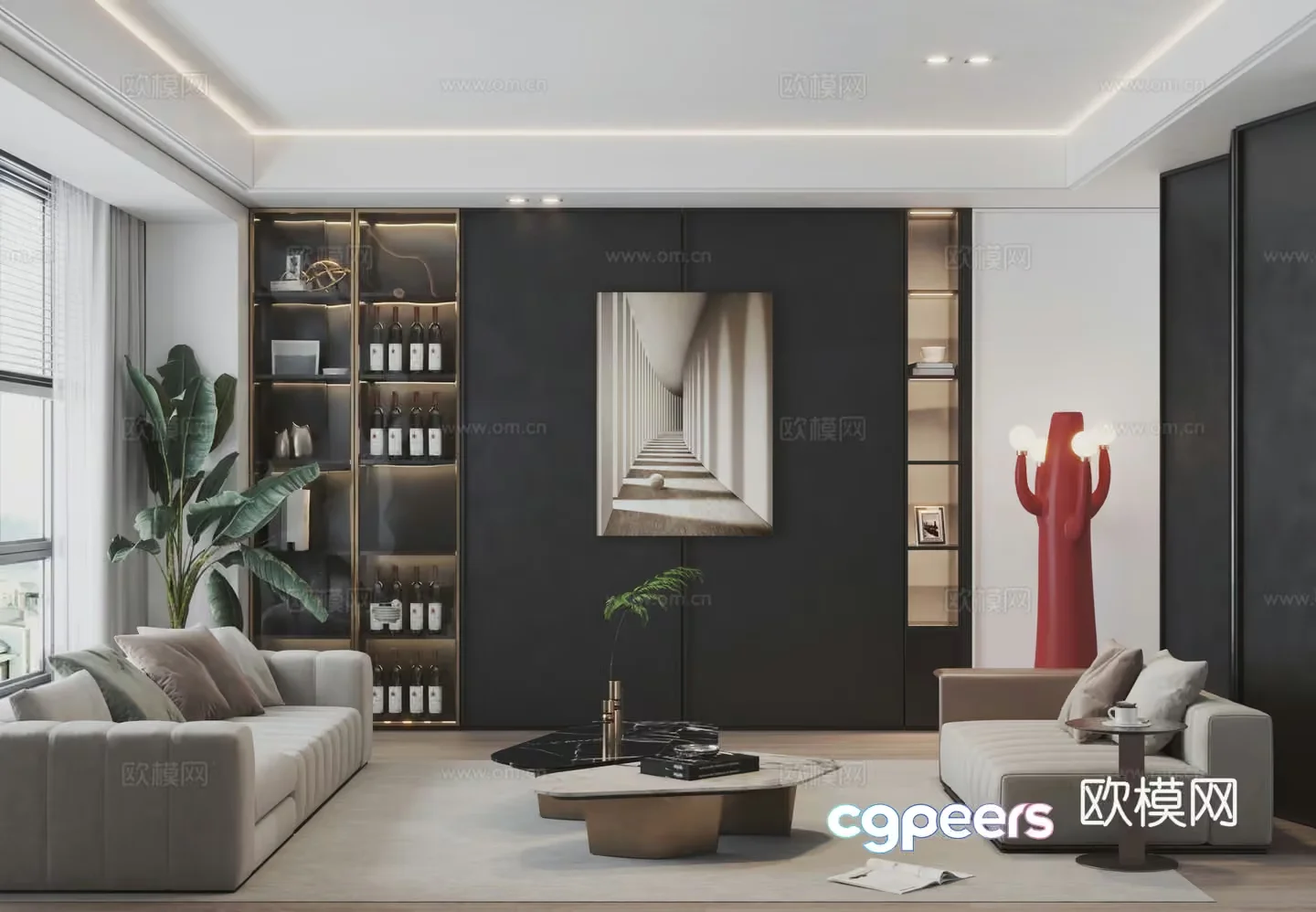 Modern Living Room 3D Model – 11817 – VRAY Render