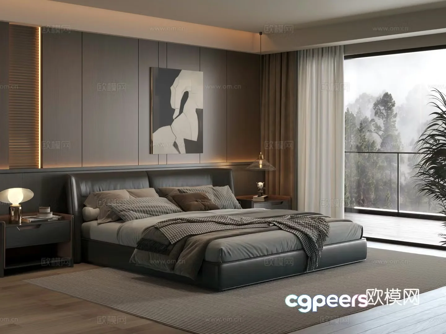Modern bedroom Italian bedroom Bedroom Bedroom Bedroom Background Wall 3D Model