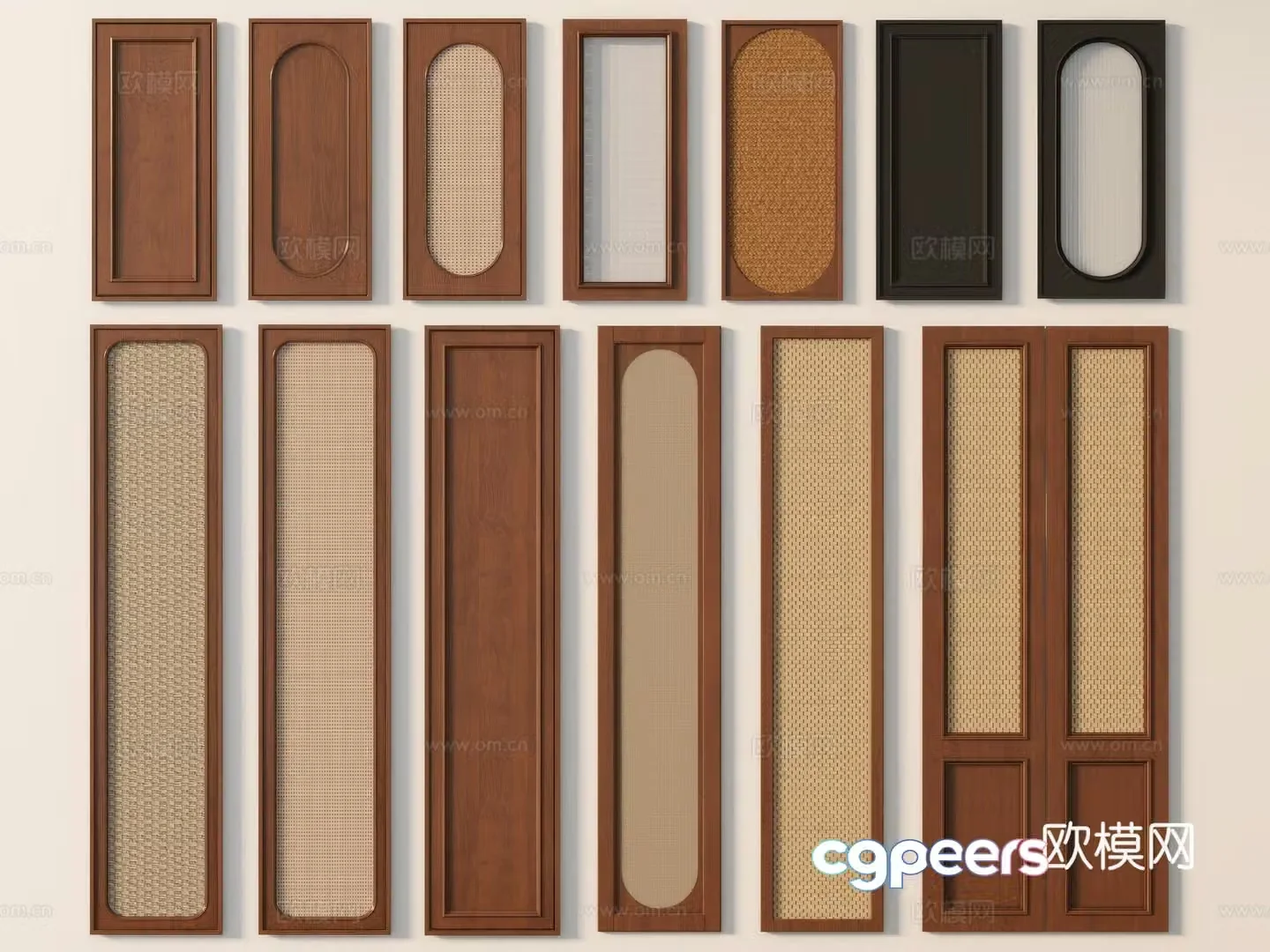 Wabi-sabi cabinet door rattan cabinet door 3d model