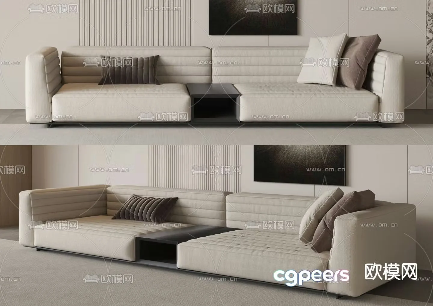 Double sofa upholstered sofa 3d model