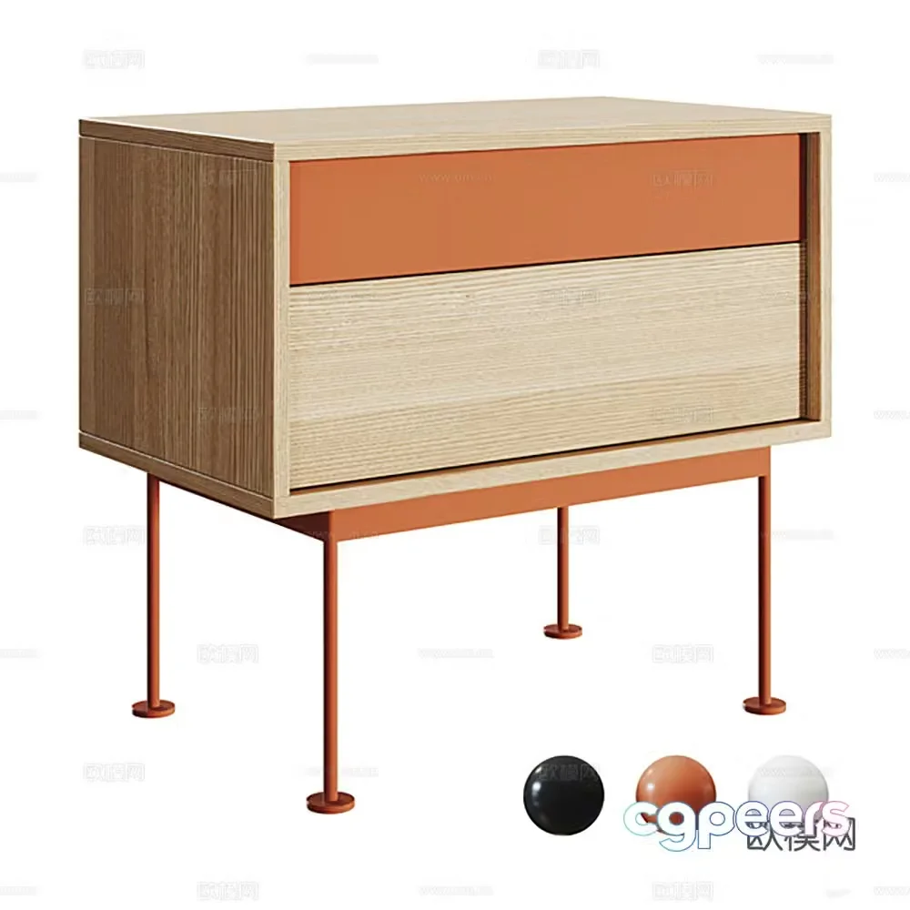 Cabinet Finished Cabinet Bedside Table 3D Model