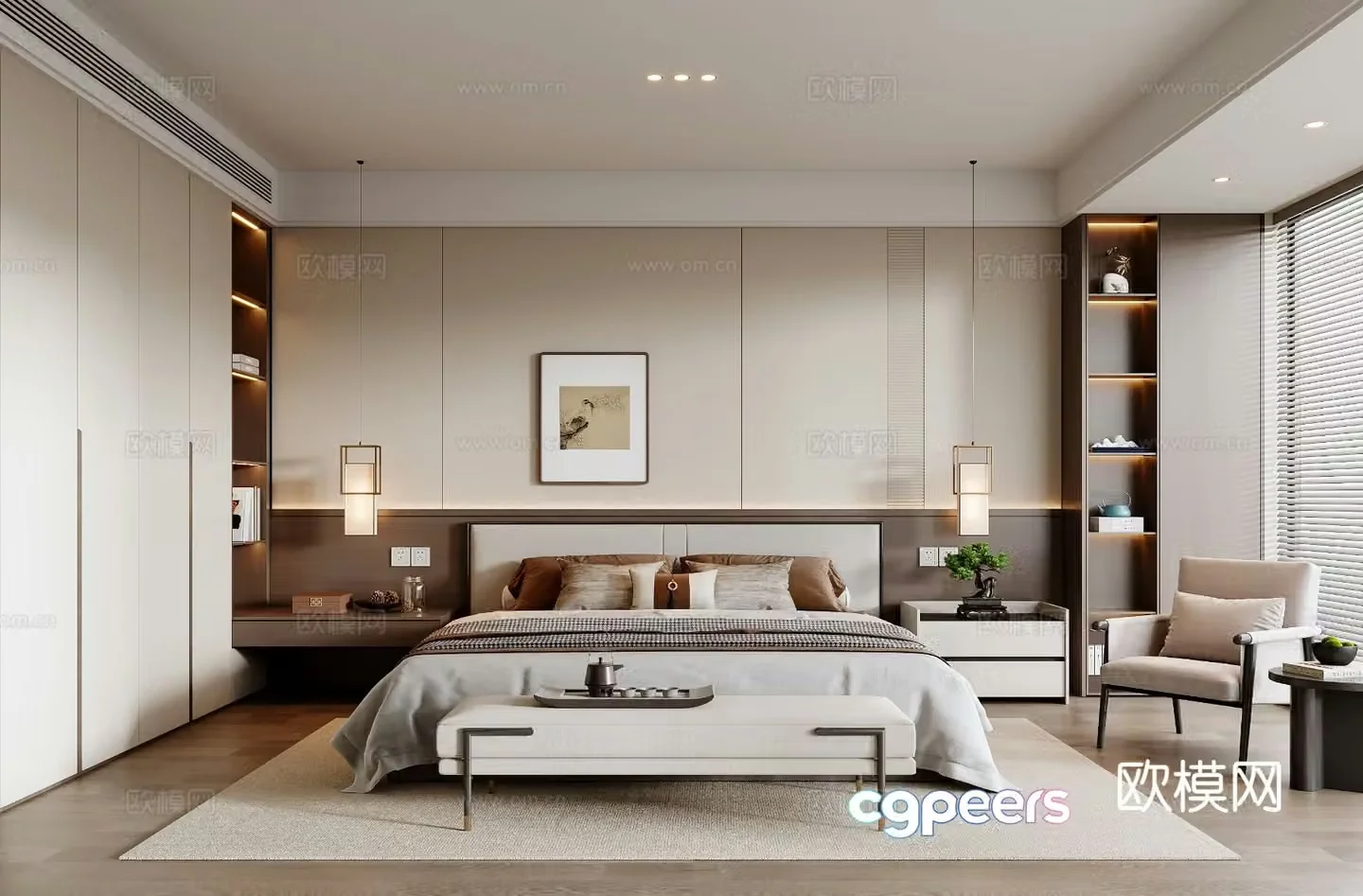 New Chinese style bedroom master bedroom 3D model