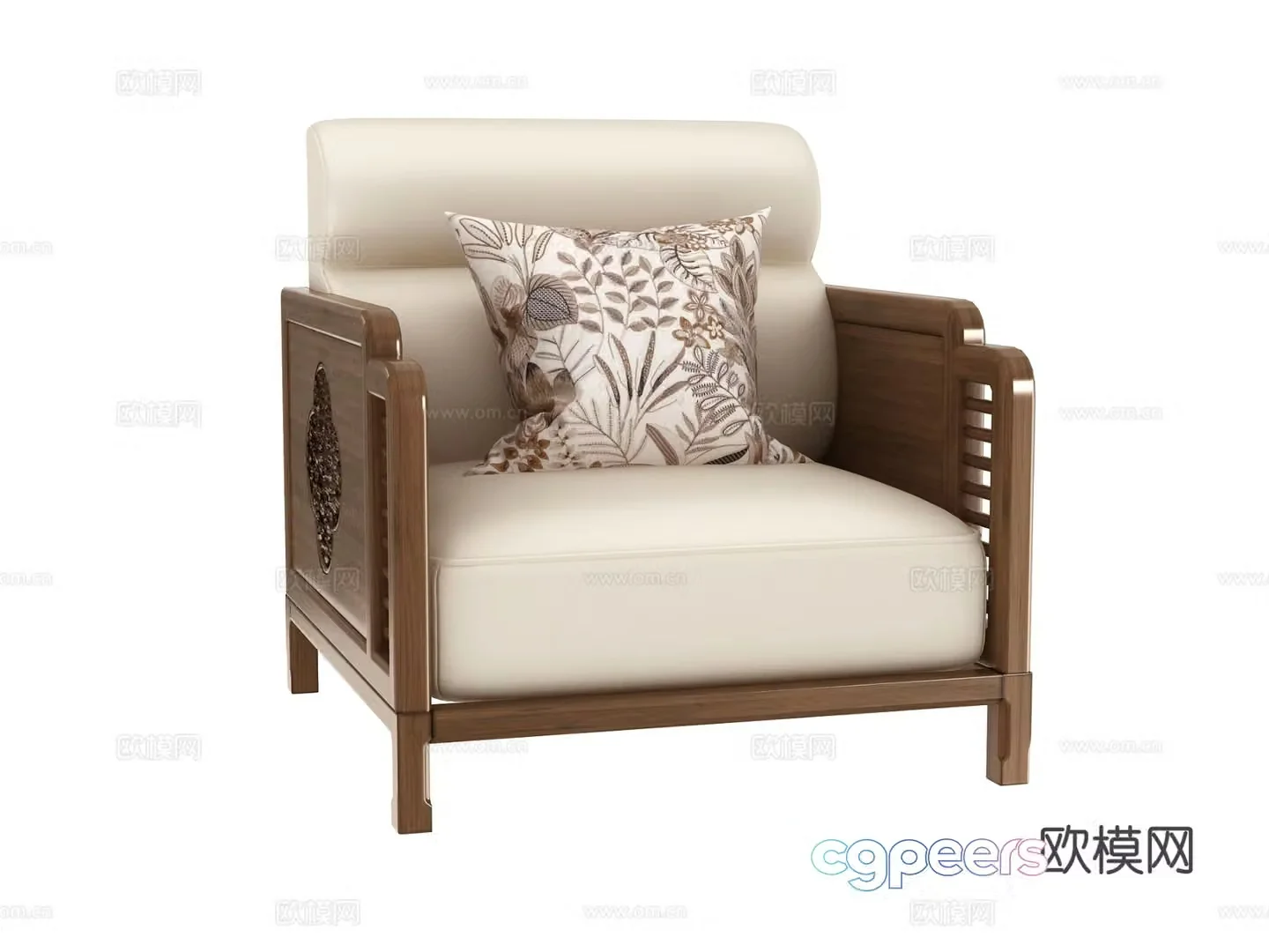 New Chinese style single sofa 3d model