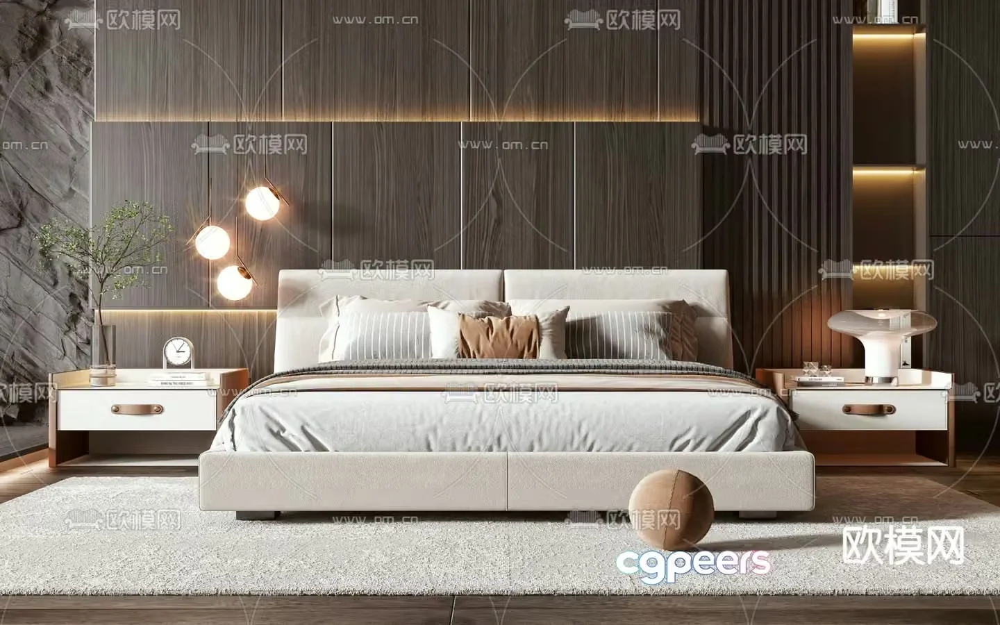Modern double bed 3d model