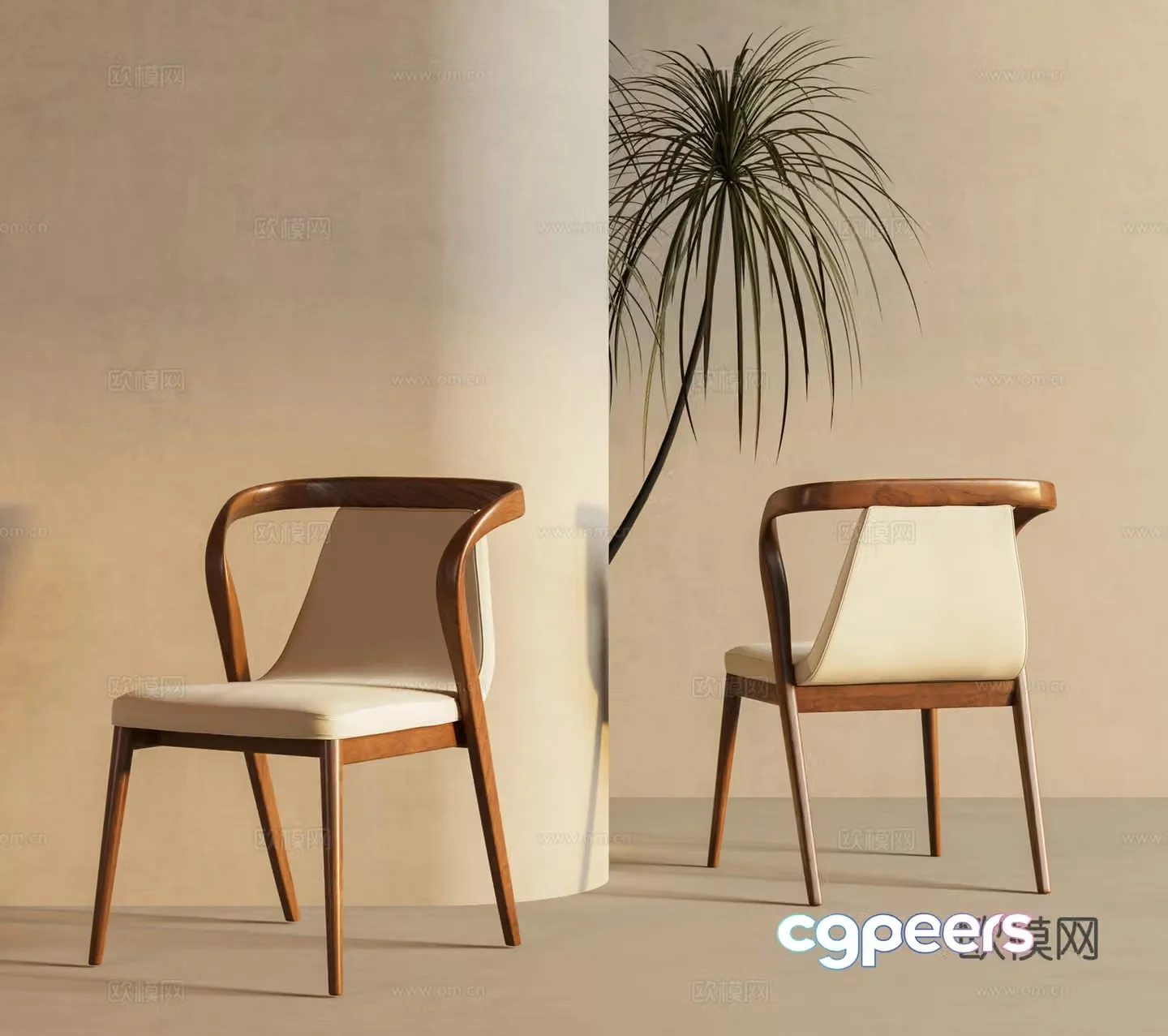 Modern dining chair medieval dining chair new Chinese dining chair Wasabi single chair chair wooden 3d model