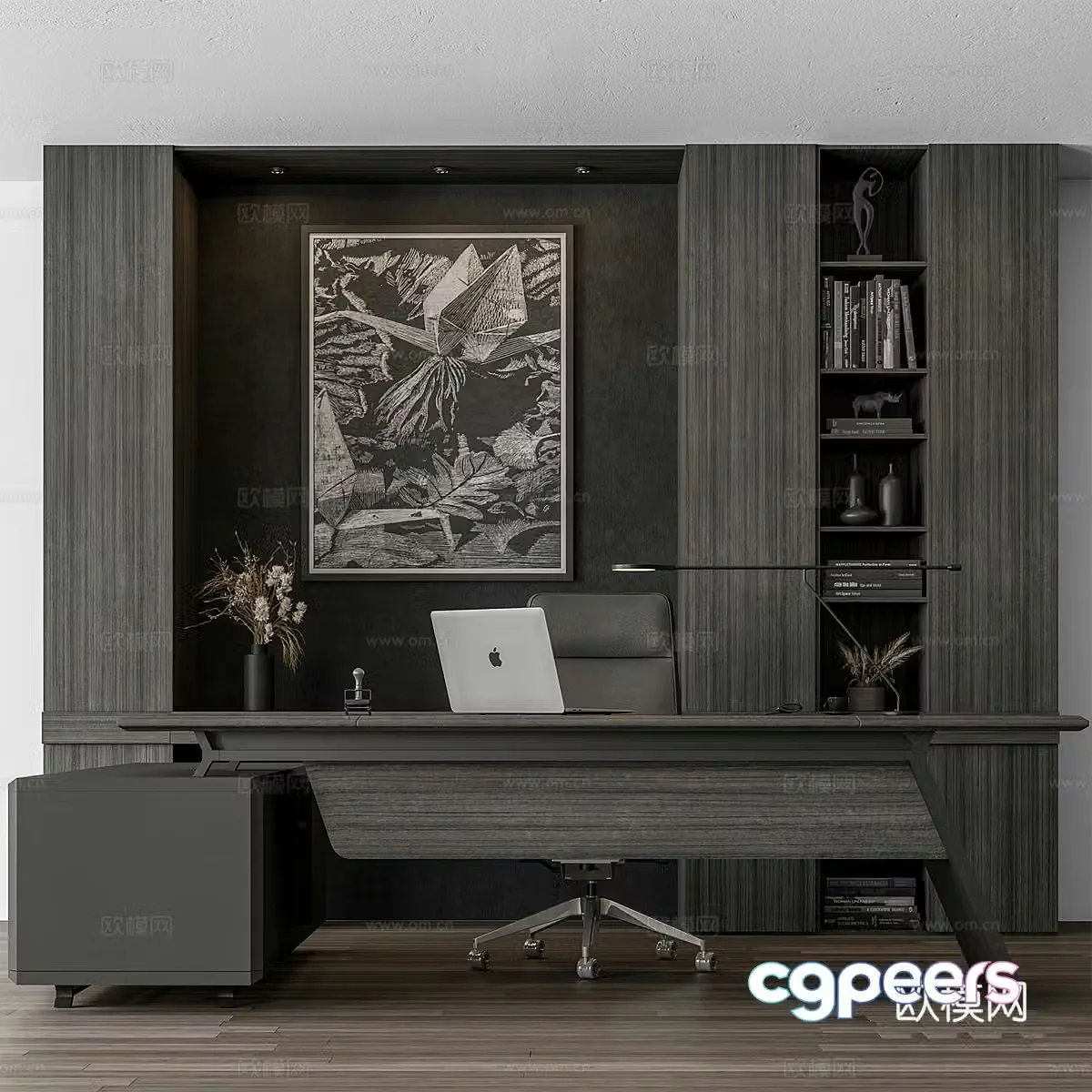 Modern Italian office bookcase Office desk chair desk chair 3d model
