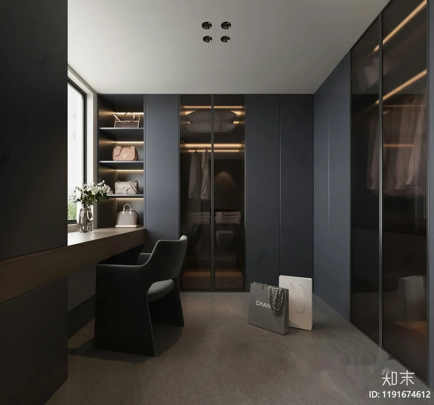 Modern Walk-In Closet 3D Model – 10682 – CORONA Render