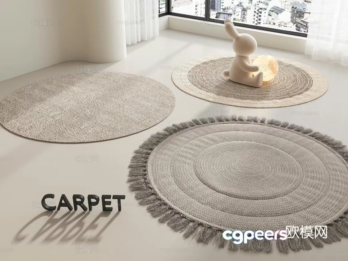 Carpet Creamy Carpet Living Room Carpet Round Carpet Wasabi Carpet Bedroom Carpet 3D Model