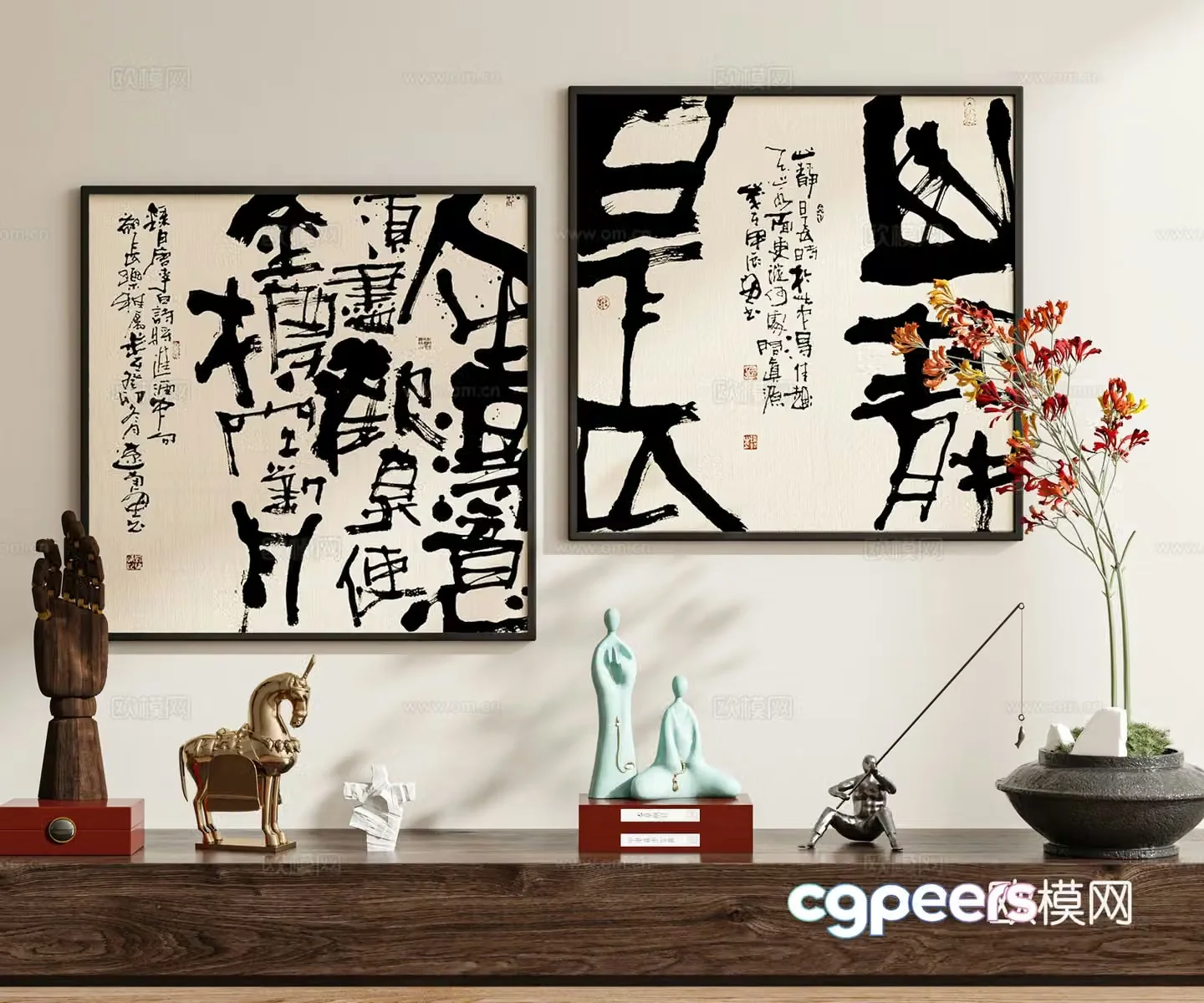 New Chinese calligraphy and painting calligraphy 3D model