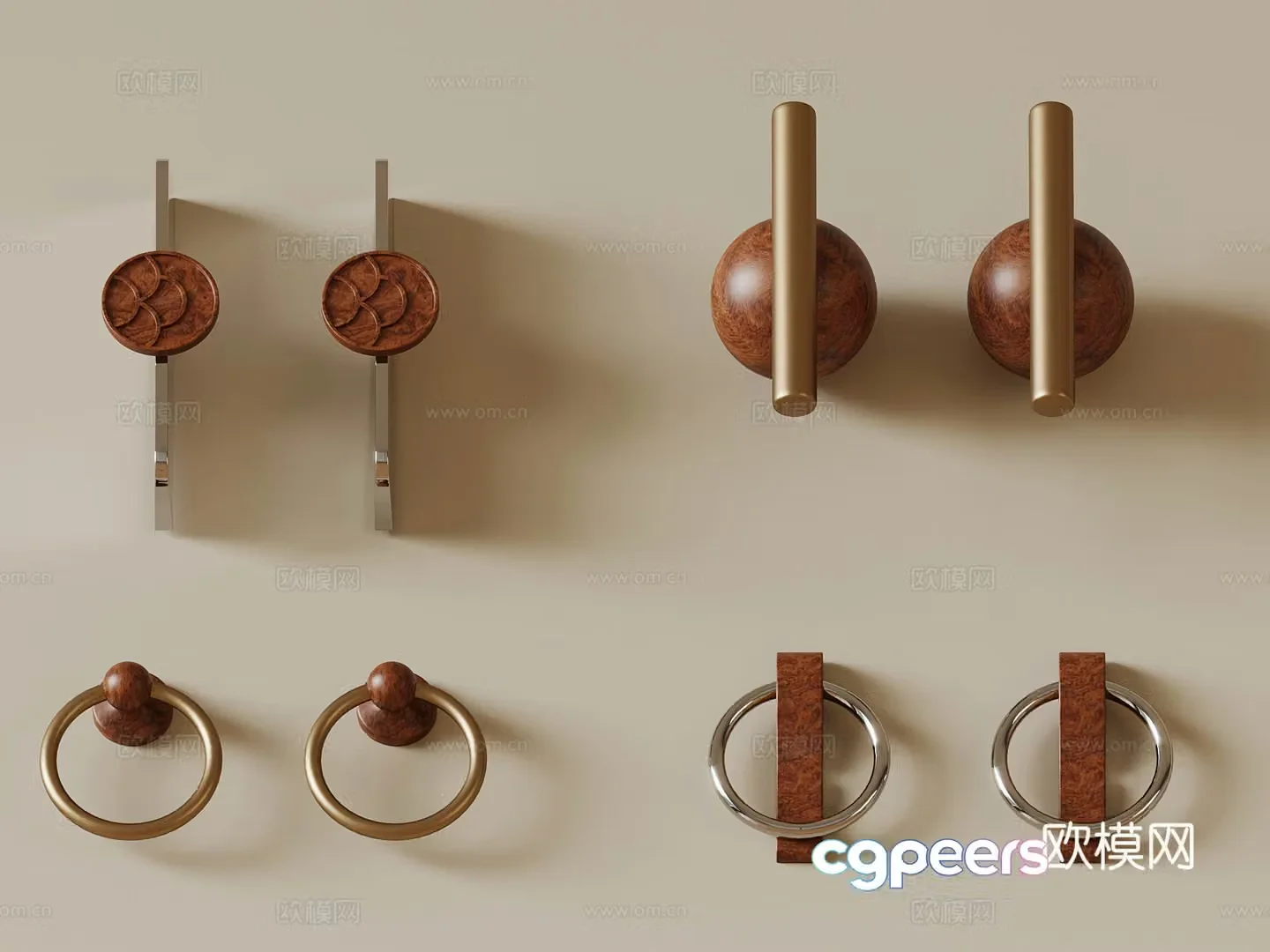 08 Middle-aged style handle door handle 3D model