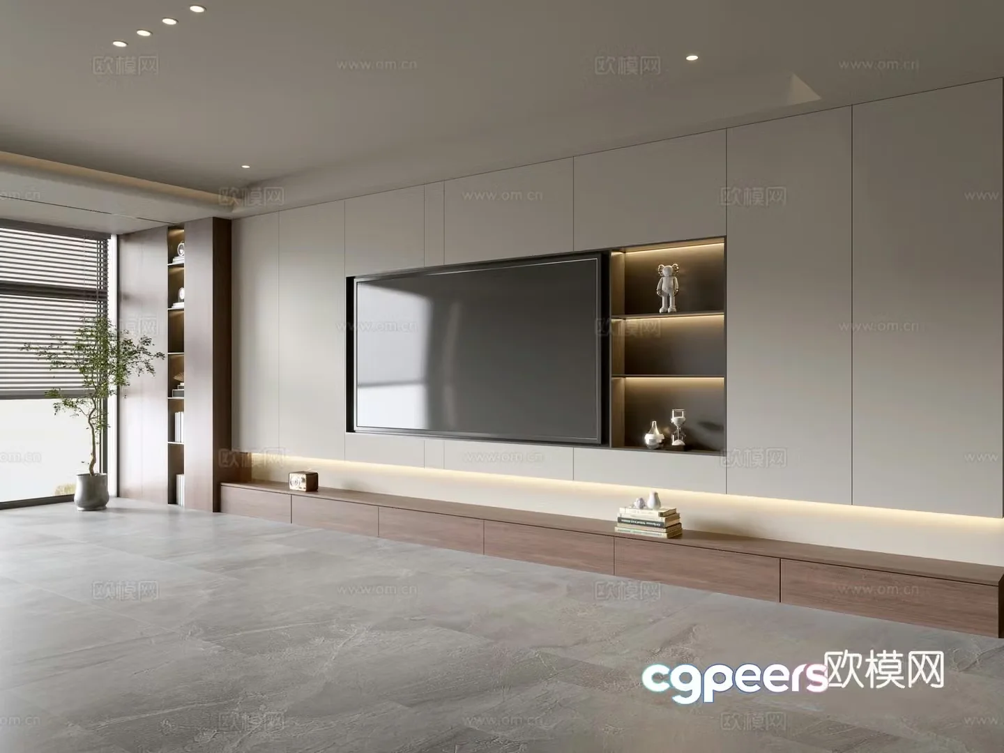 Wasabi Middle Style TV Cabinet TV Background Wall Overall Cabinet TV Background Wall Medal Style 3D Model
