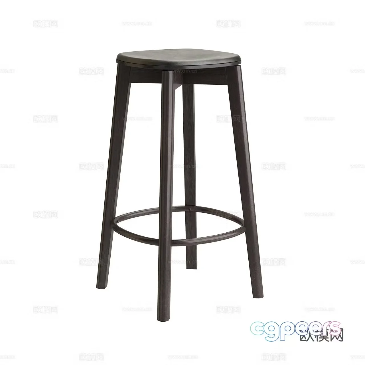 Imma Minimalist Bar Stool Retro Bar Stool Solid Wood Bar Stool Leather Bar Stool Bar Stool 3D Model