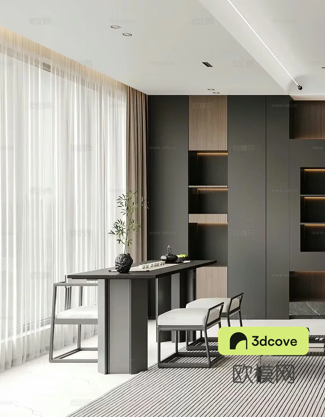 Modern tea room Tea table Modern teahouse Italian tea room Simple black and white grey Light luxury Office