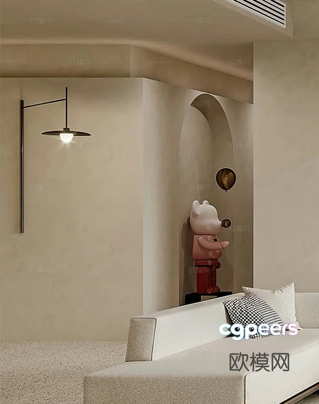 Modern wall lamps medieval style wall lamps new Chinese wall lamps ornaments decorations sculptures simple 3D models