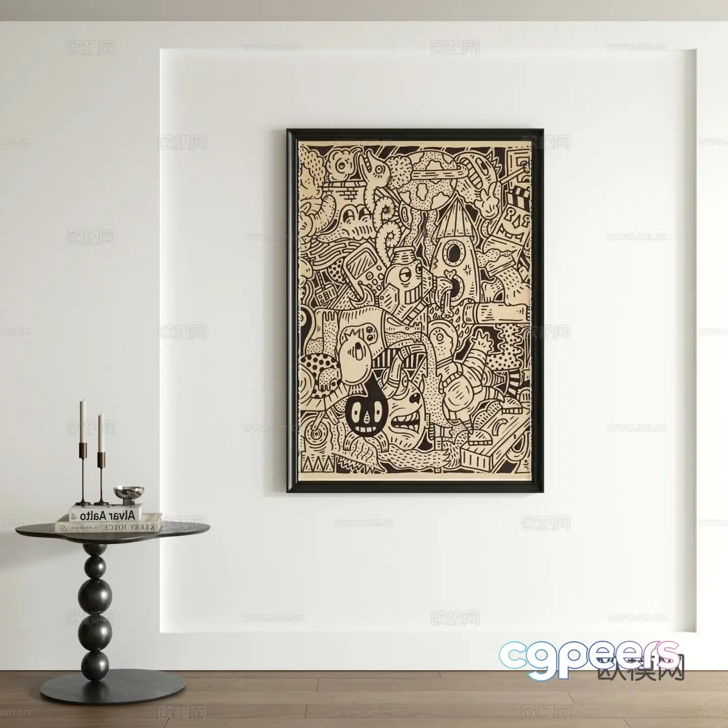 Modern graffiti decorative painting 3d model
