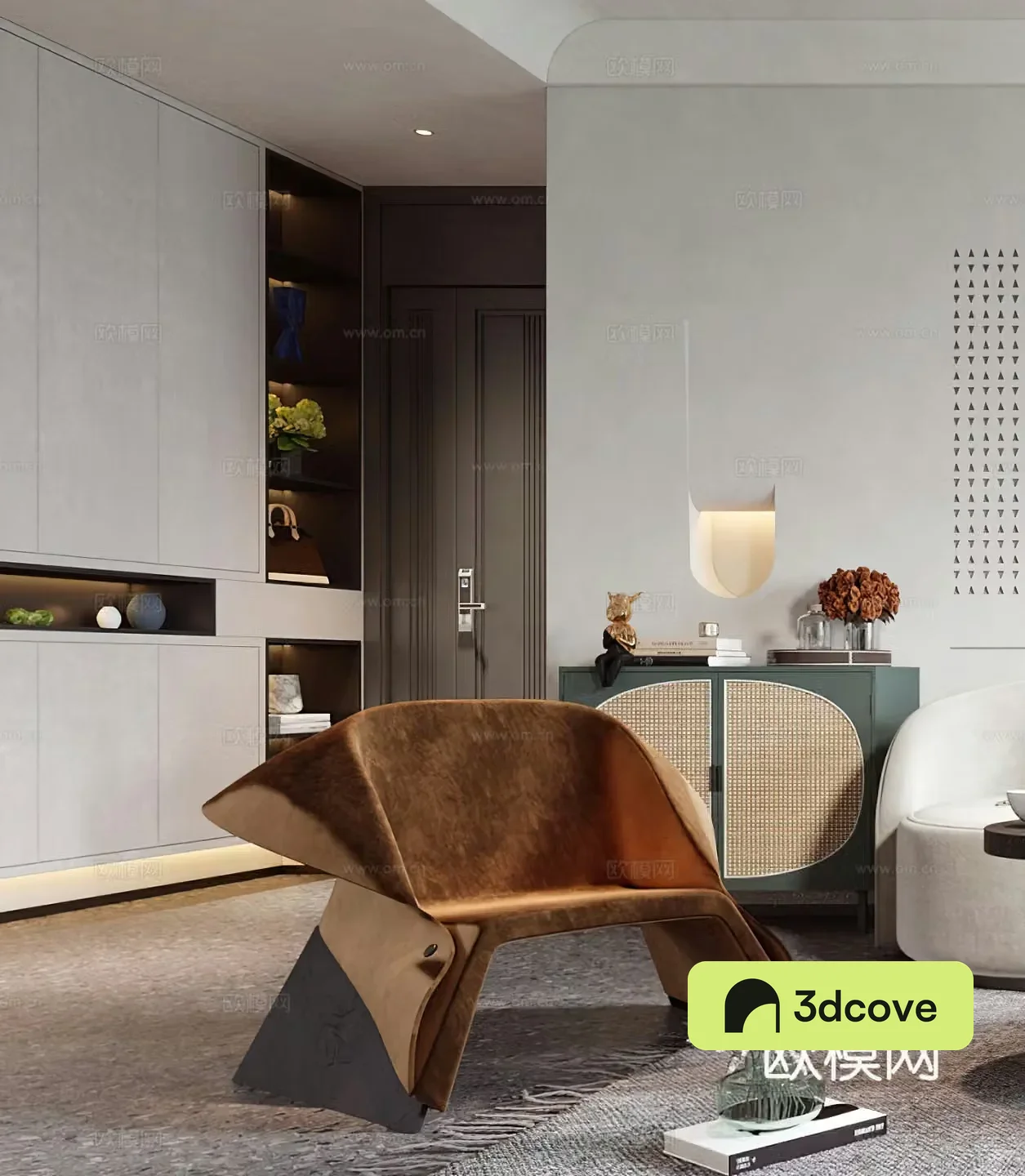 Modern leisure chair decorative cabinet light luxury single chair side table corner table entrance cabinet door