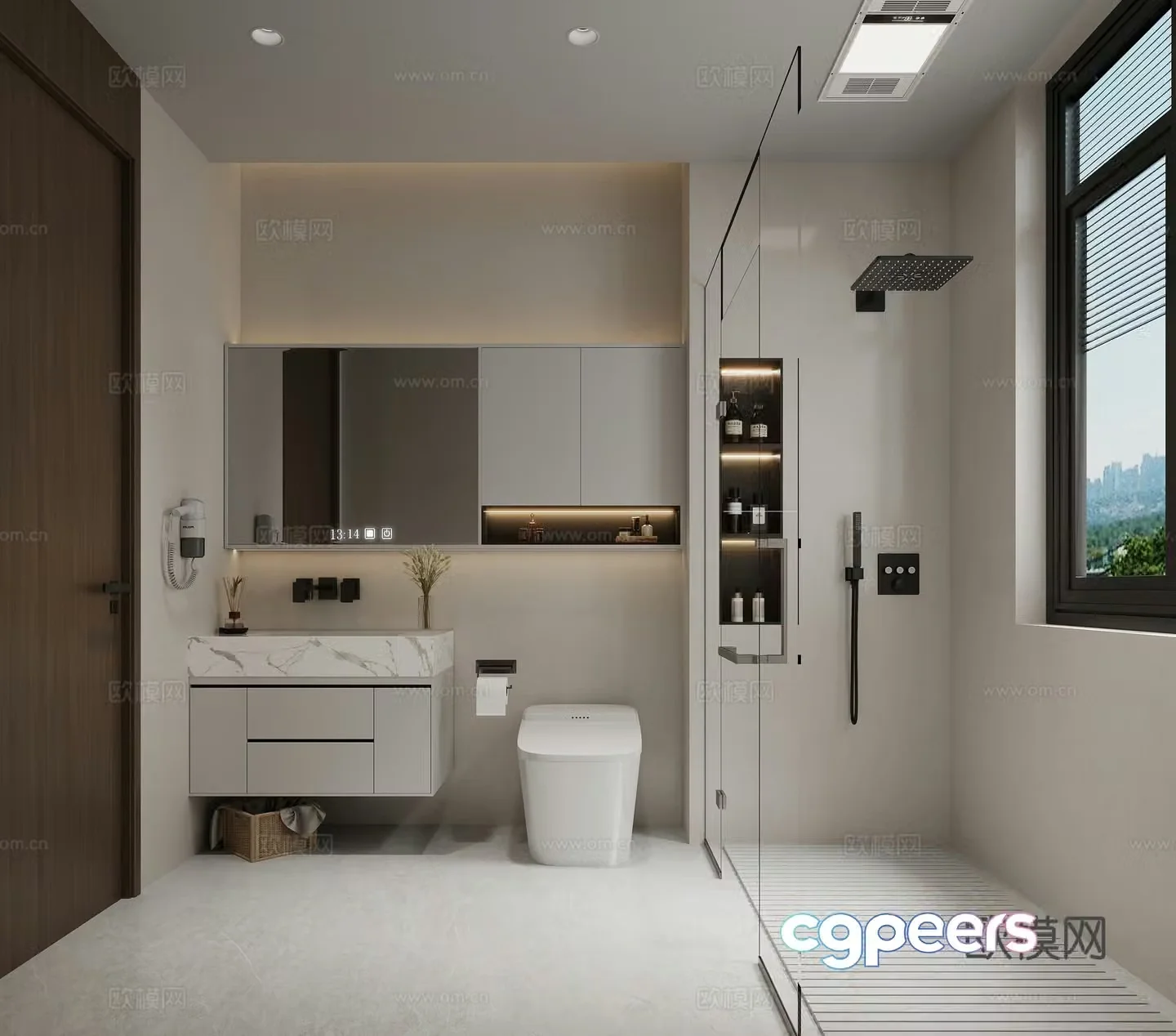 Modern minimalist bathroom 3d model