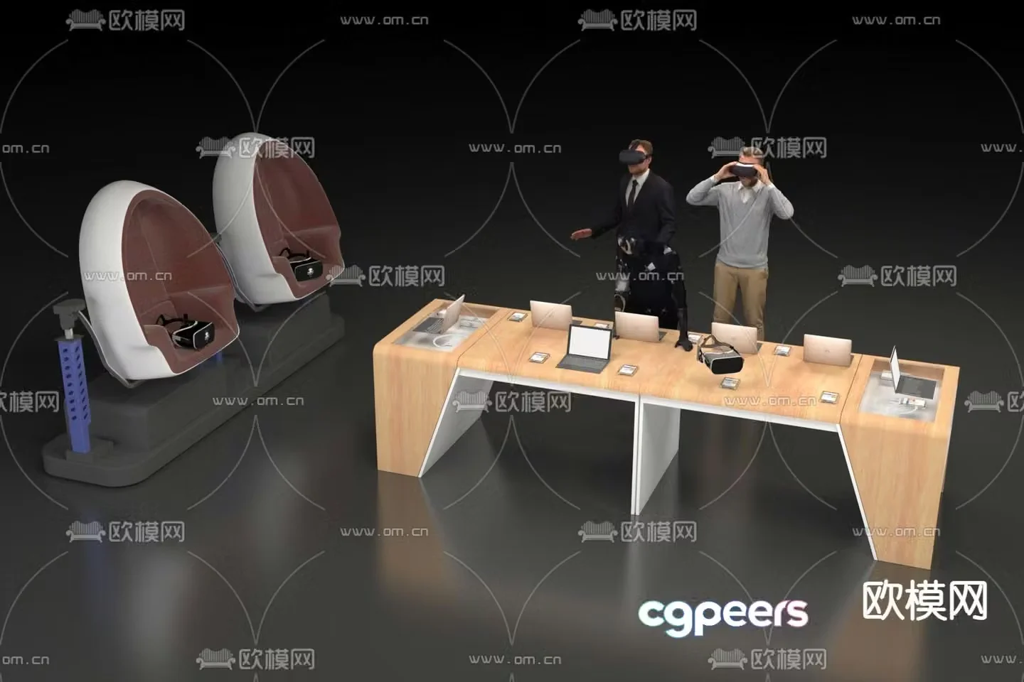 VR glasses booth digital island stand 3D model