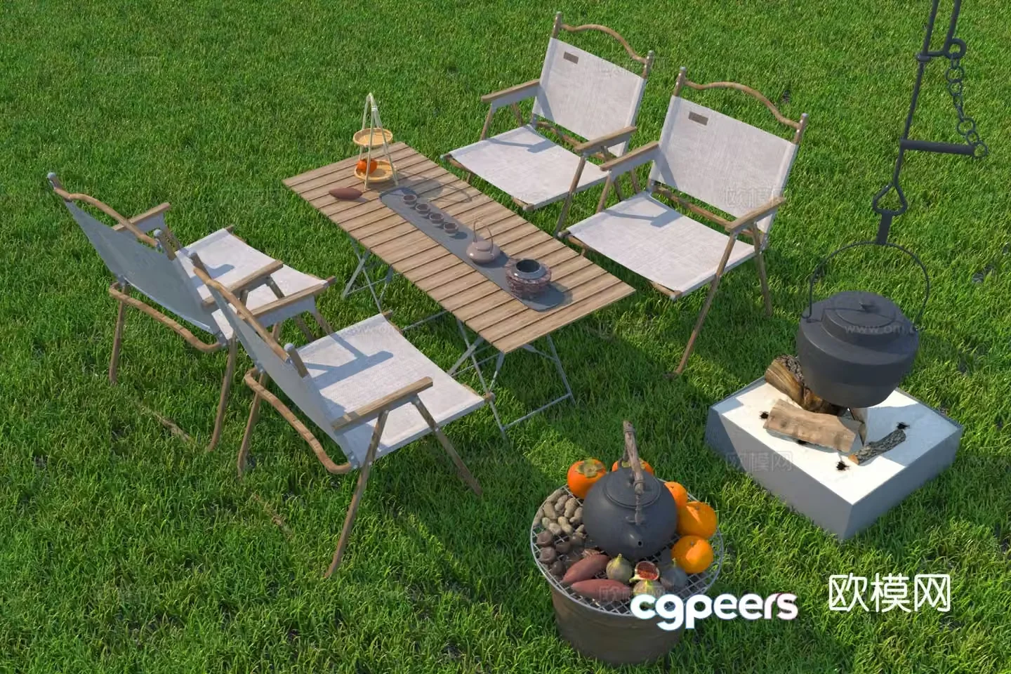 Modern outdoor table and chairs camping table and chairs 3d model