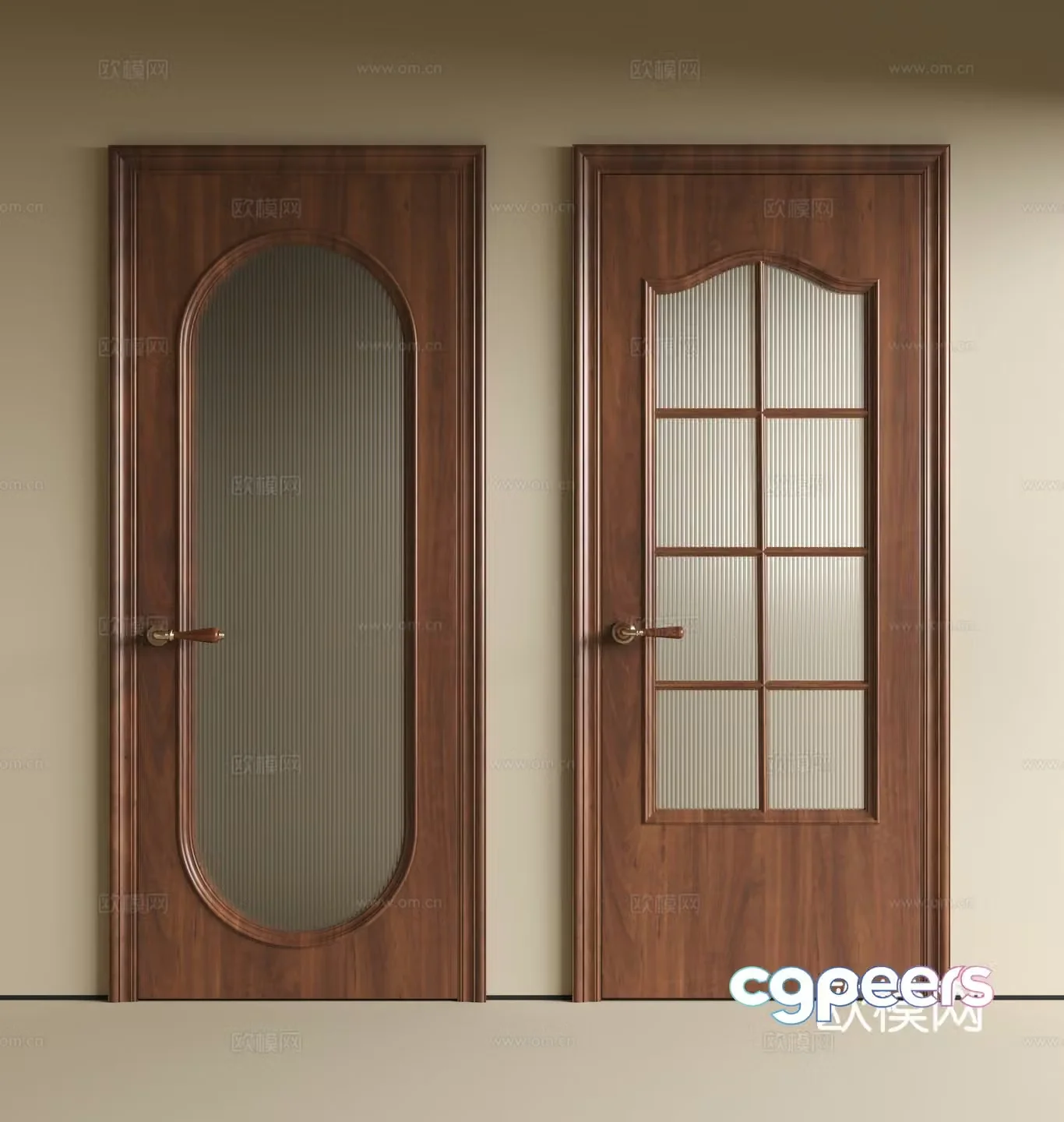 Medium-old single-open wooden door 3D model
