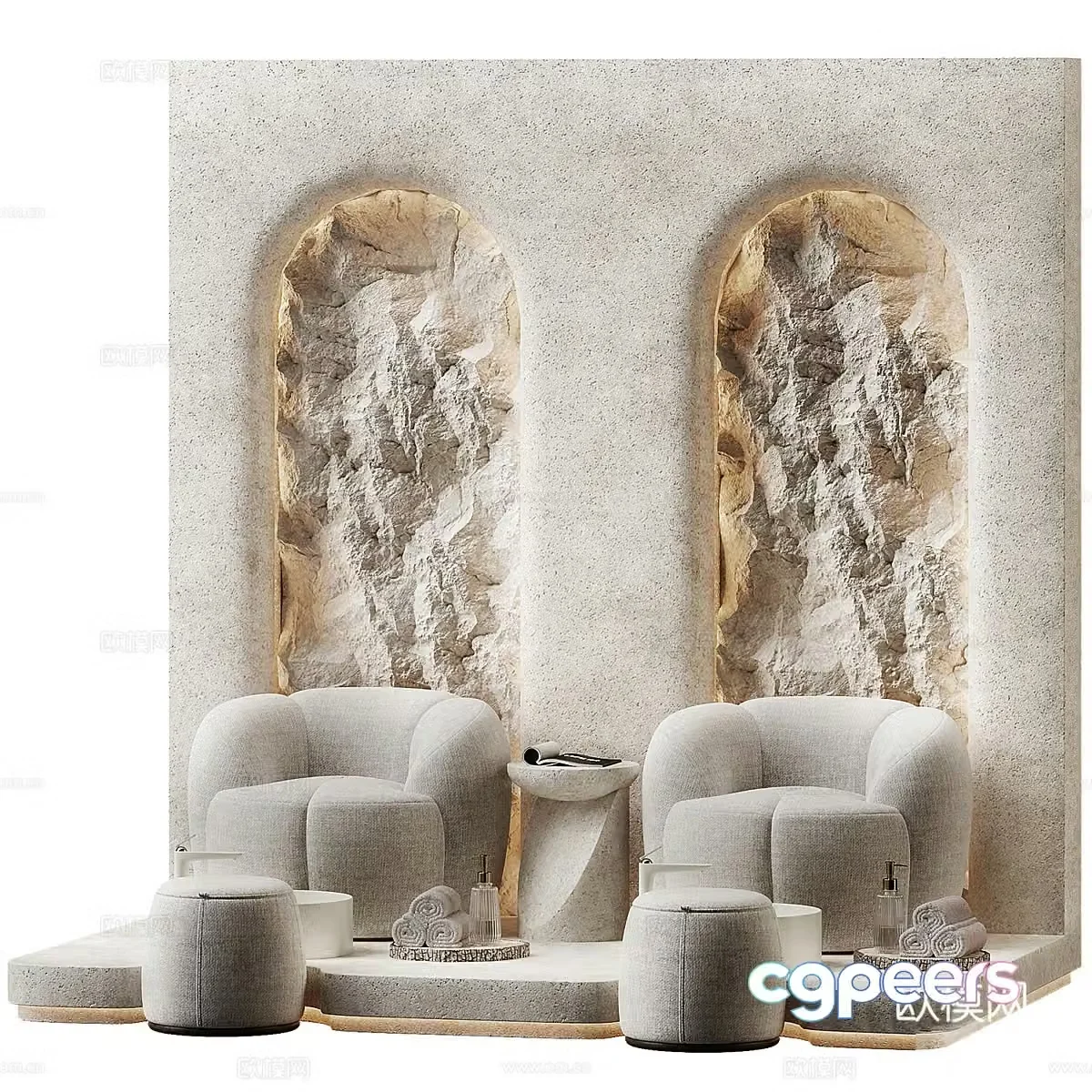 3D model of pedicure area in beauty salon